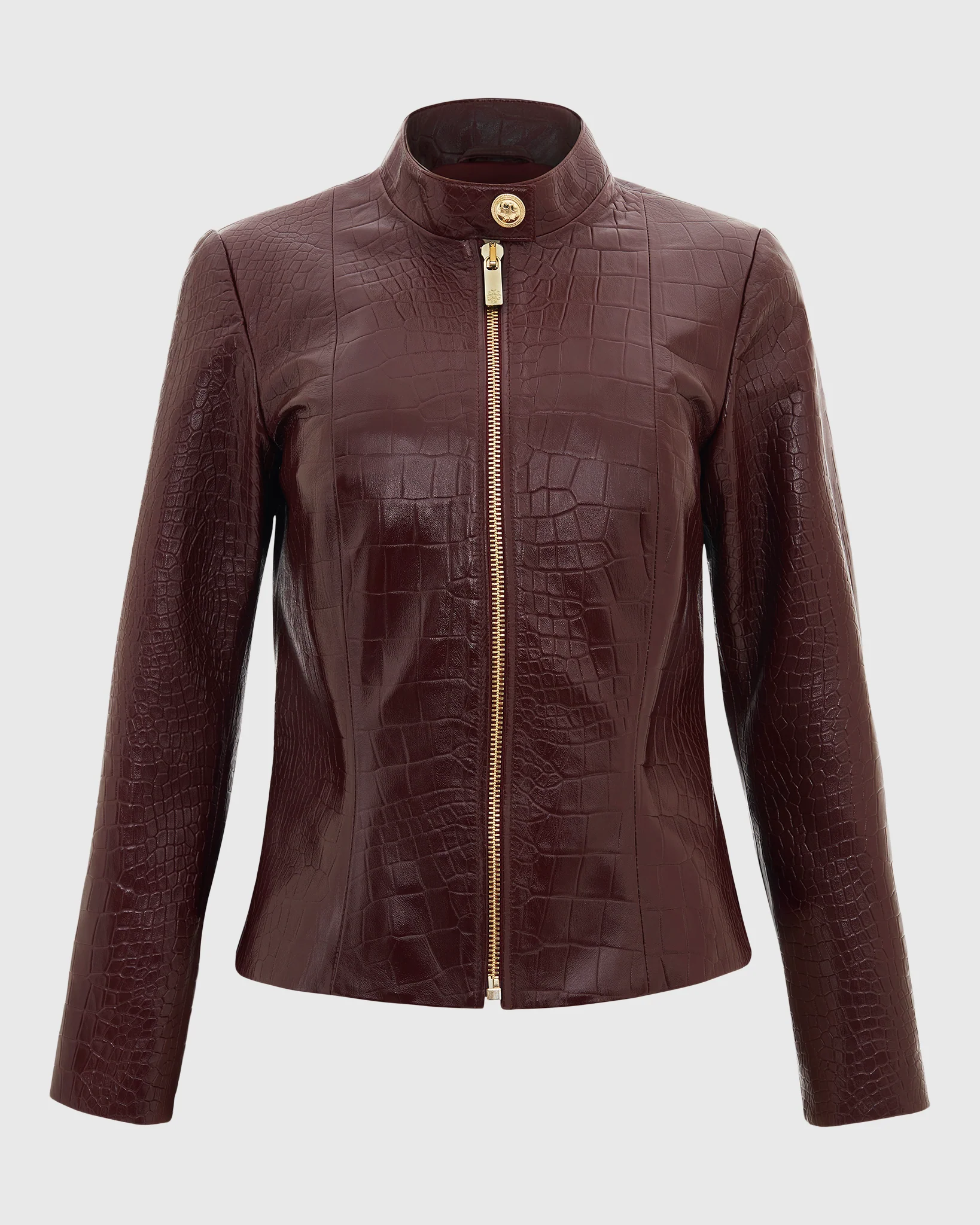 SELECT NAPPA LEATHER CROCO EMBOSSED ZIP JACKET - Image 5