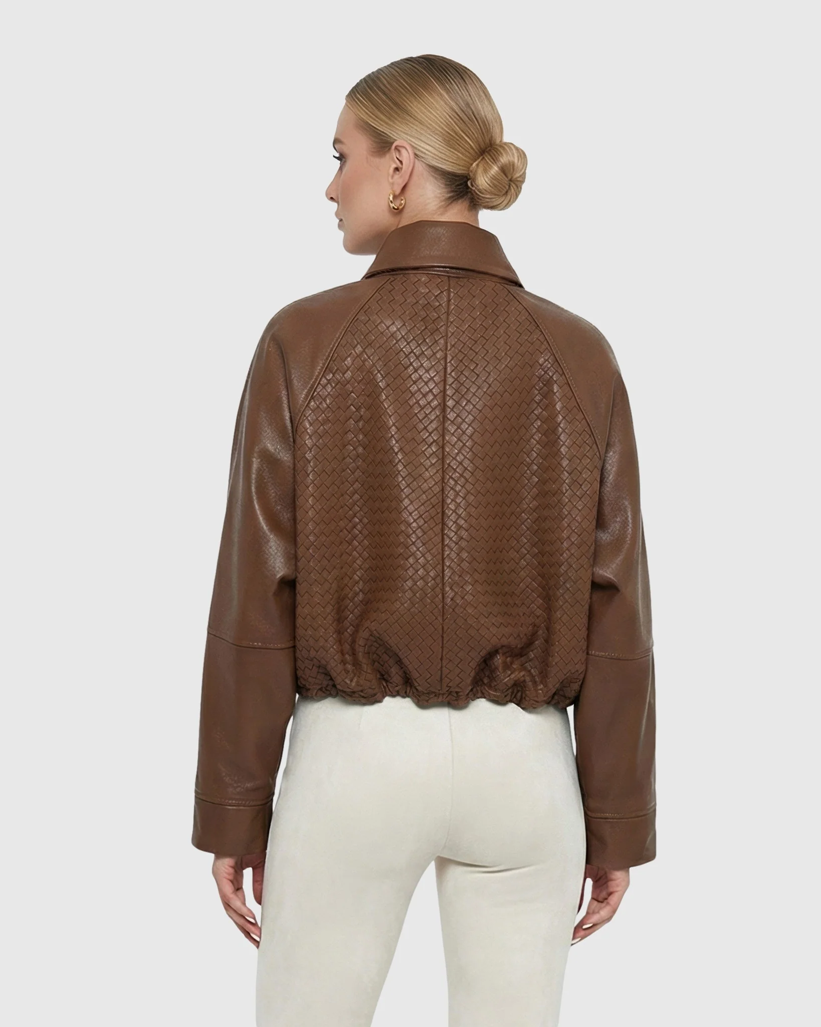 SELECT NAPPA LEATHER JACKET, BASKETWEAVE - Image 3