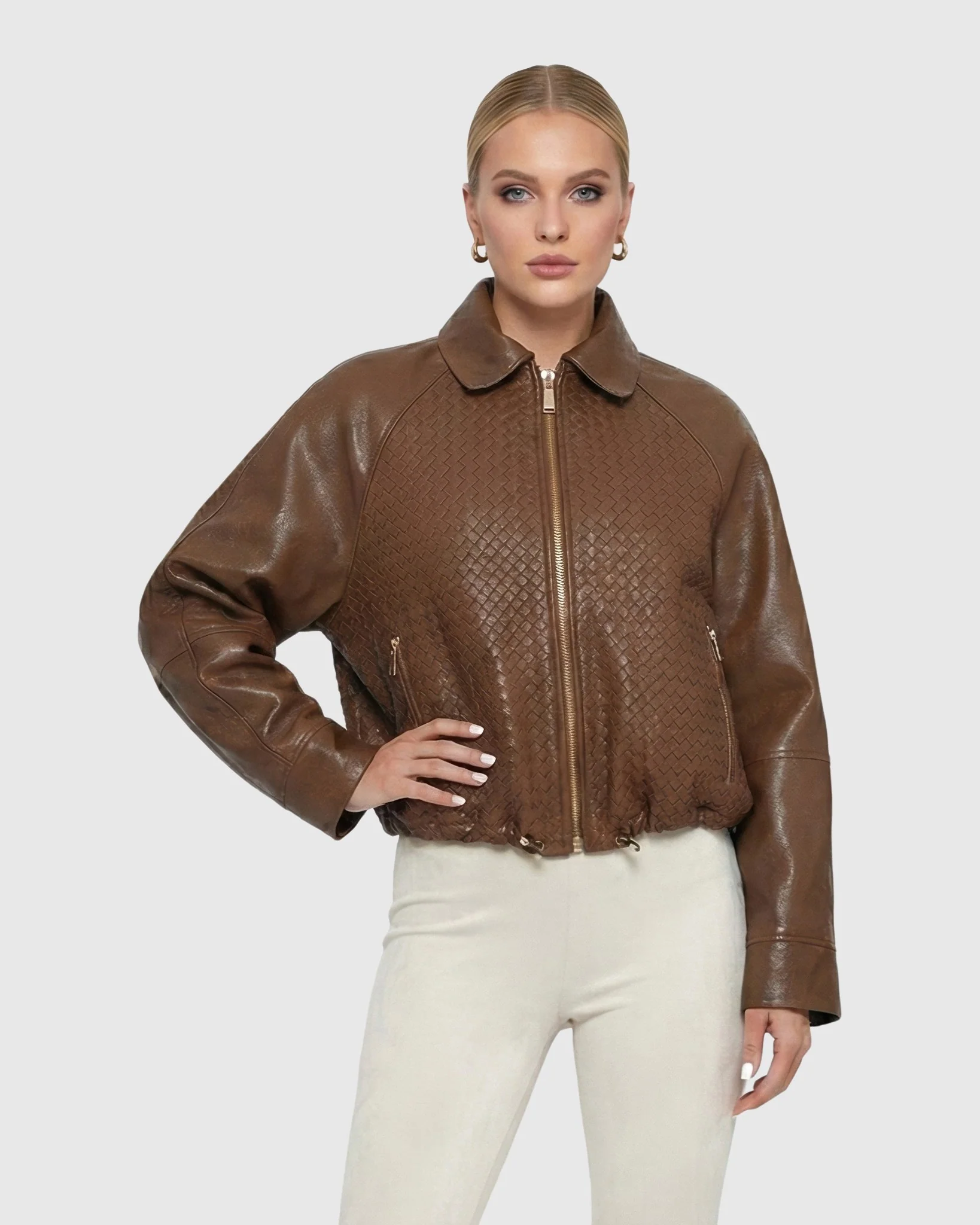 SELECT NAPPA LEATHER JACKET, BASKETWEAVE - Image 4