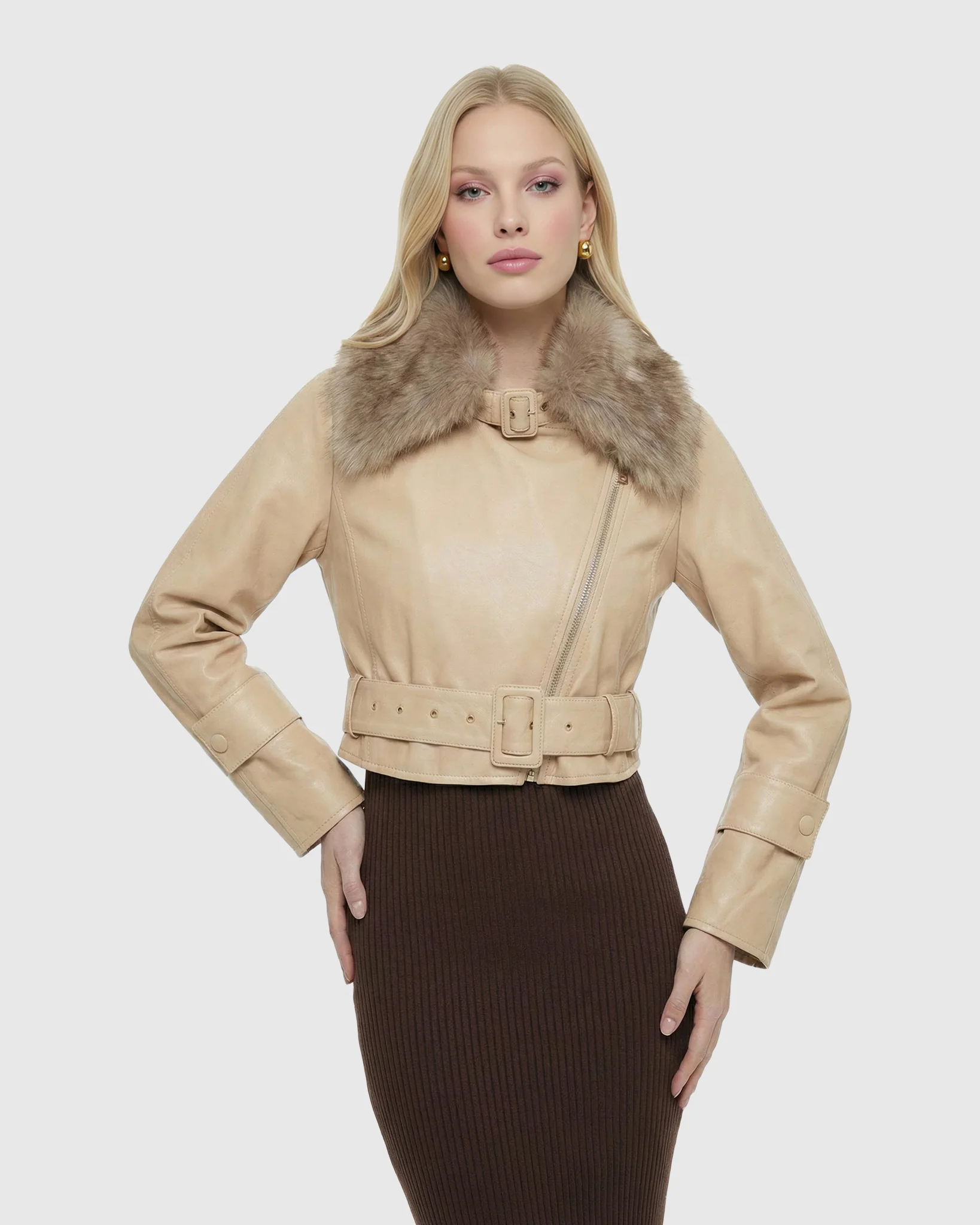 SELECT NAPPA LEATHER JACKET WITH DETACHABLE TOSCANA LAMB COLLAR - Image 15