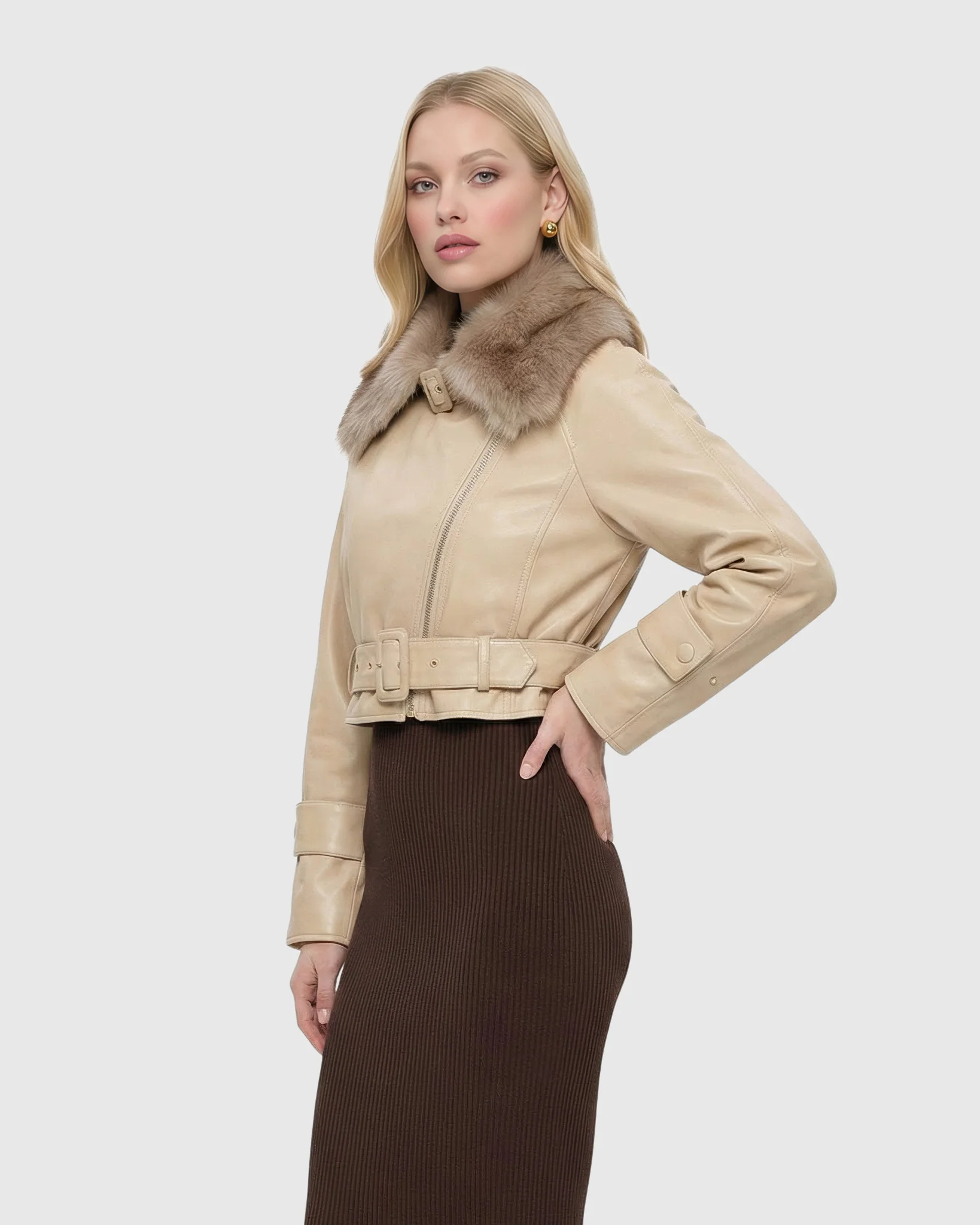 SELECT NAPPA LEATHER JACKET WITH DETACHABLE TOSCANA LAMB COLLAR - Image 16