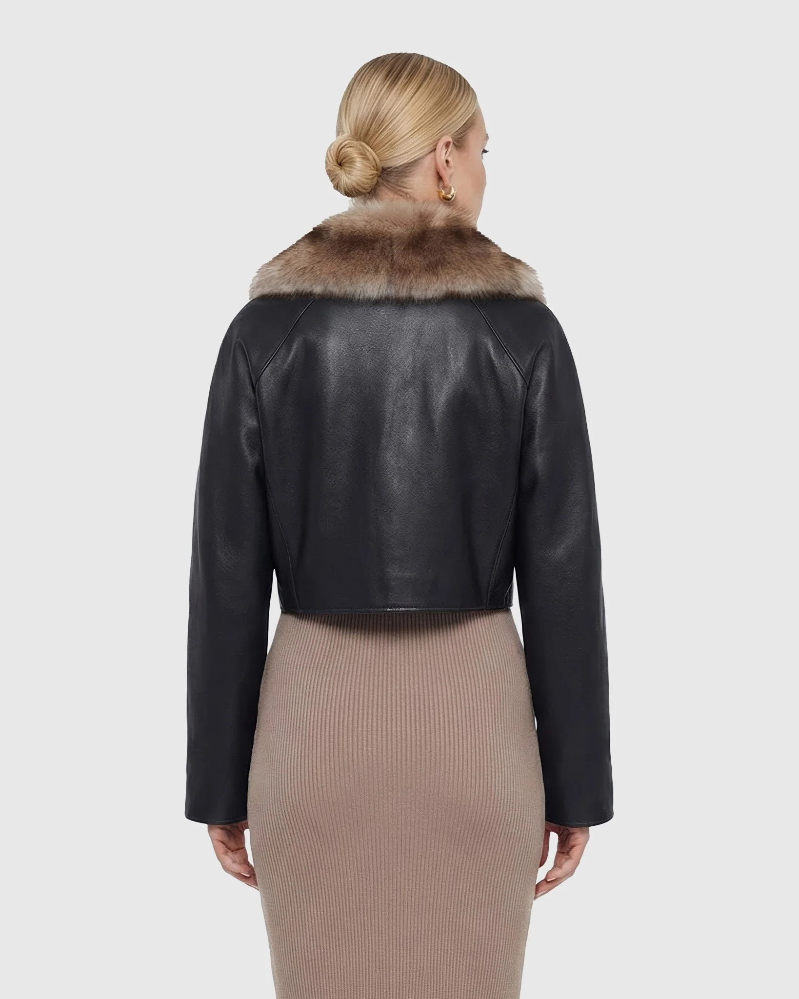 SELECT NAPPA LEATHER JACKET WITH DETACHABLE TOSCANA LAMB COLLAR - Image 4