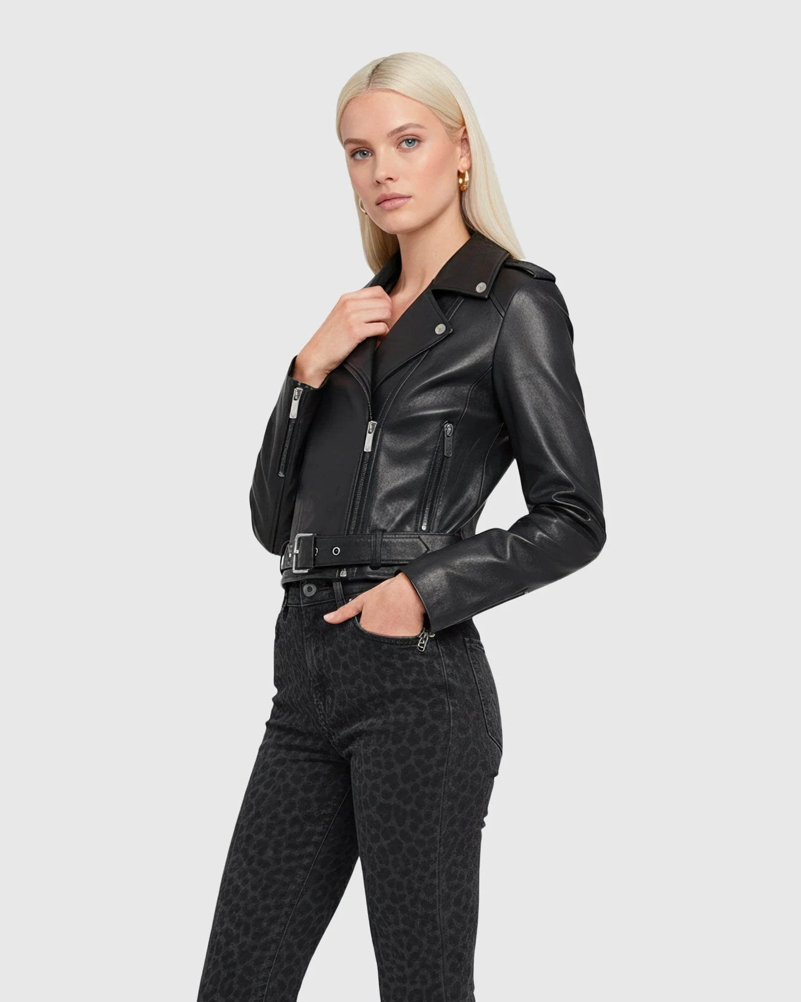 SELECT NAPPA LEATHER MOTO ZIP JACKET - Image 2