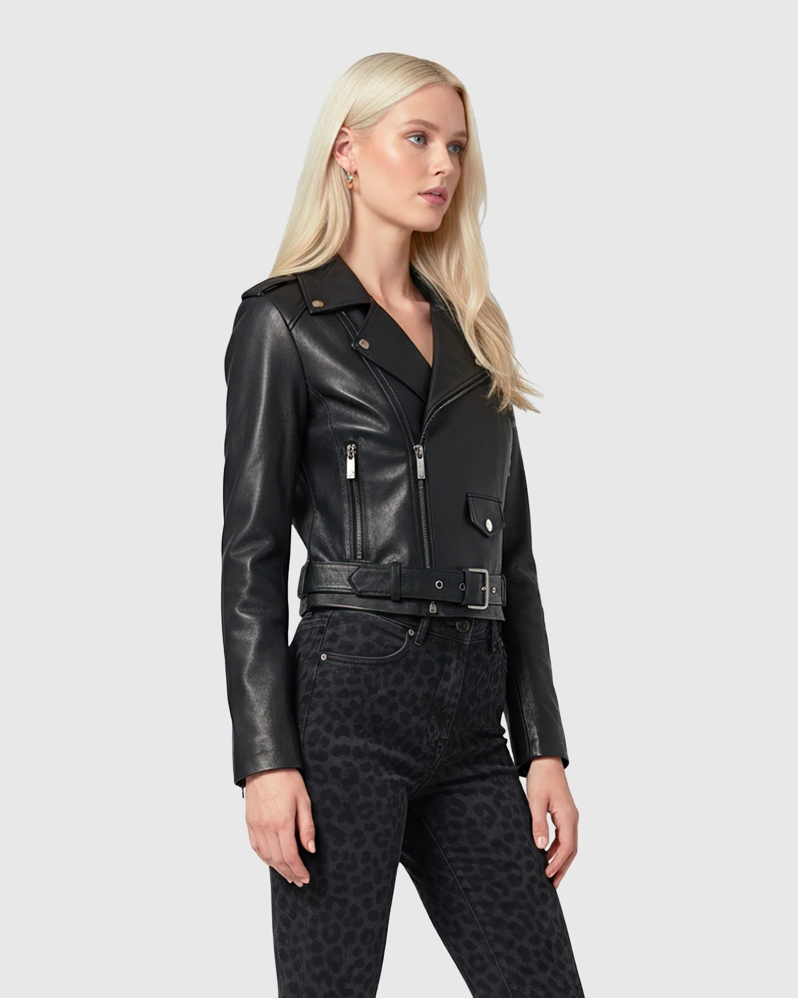 SELECT NAPPA LEATHER MOTO ZIP JACKET - Image 3