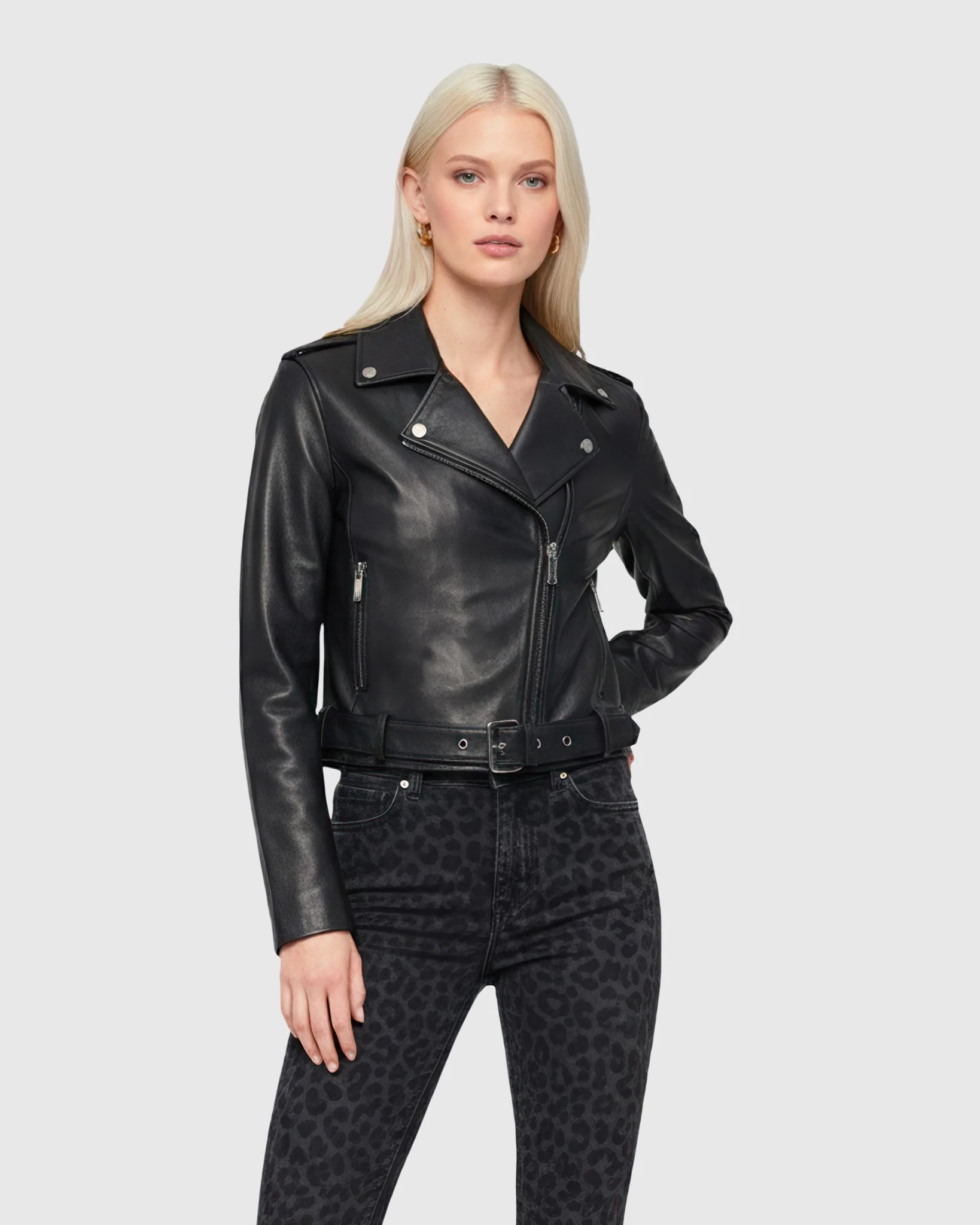 SELECT NAPPA LEATHER MOTO ZIP JACKET - Image 4