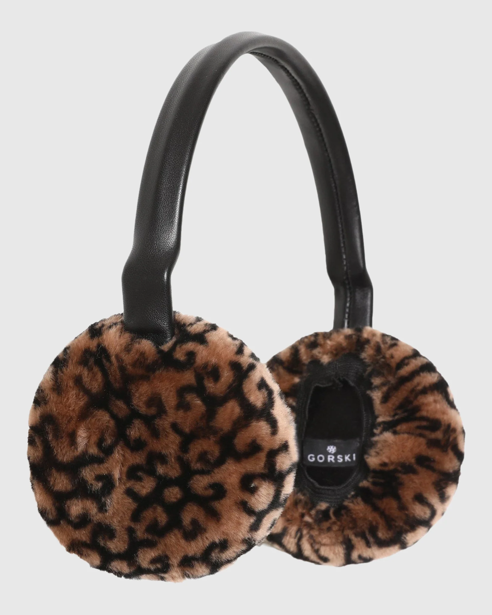 Select Shearling Lamb Earmuffs With Leather Frame - Image 3