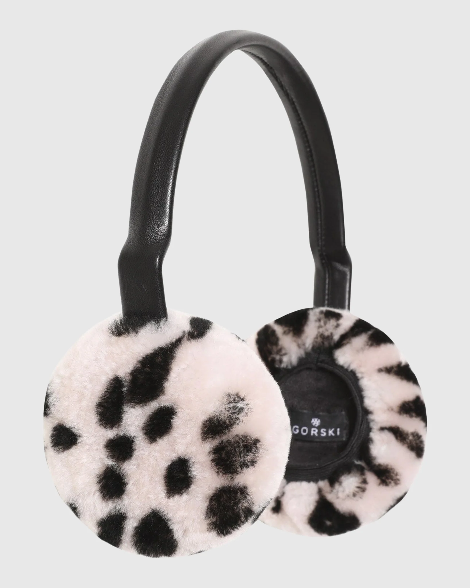 Select Shearling Lamb Earmuffs With Leather Frame - Image 4