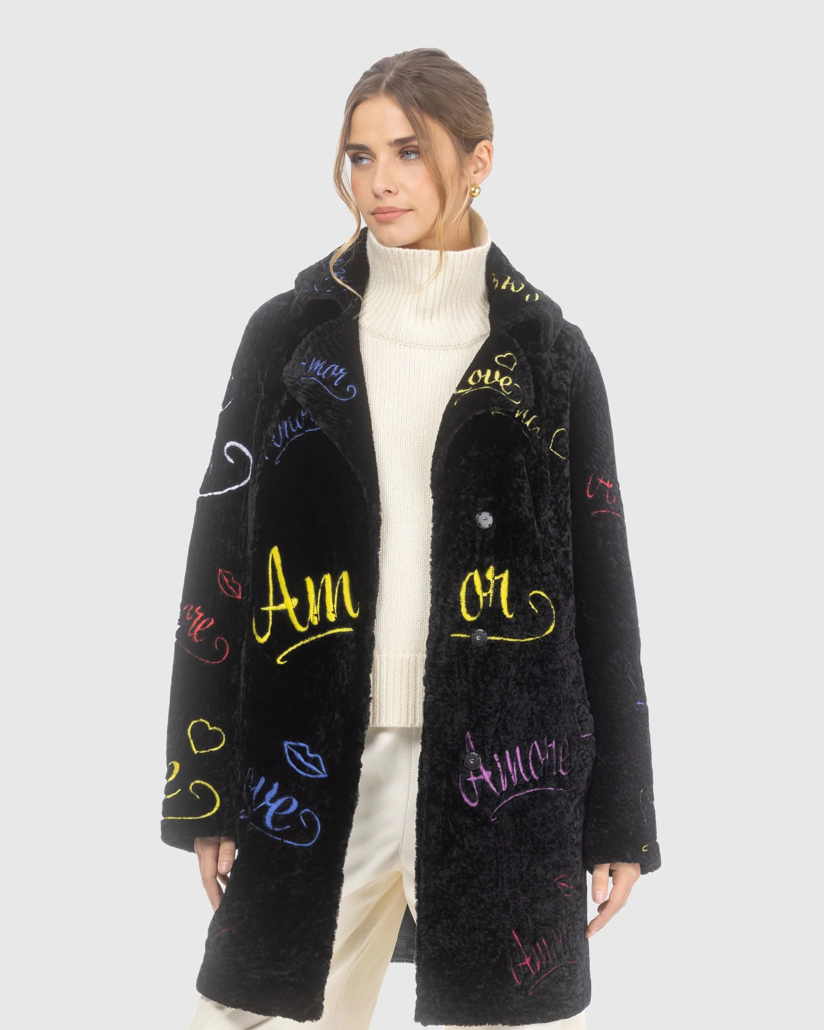 Select Shearling Lamb Embroidered "love" Stroller - Image 6