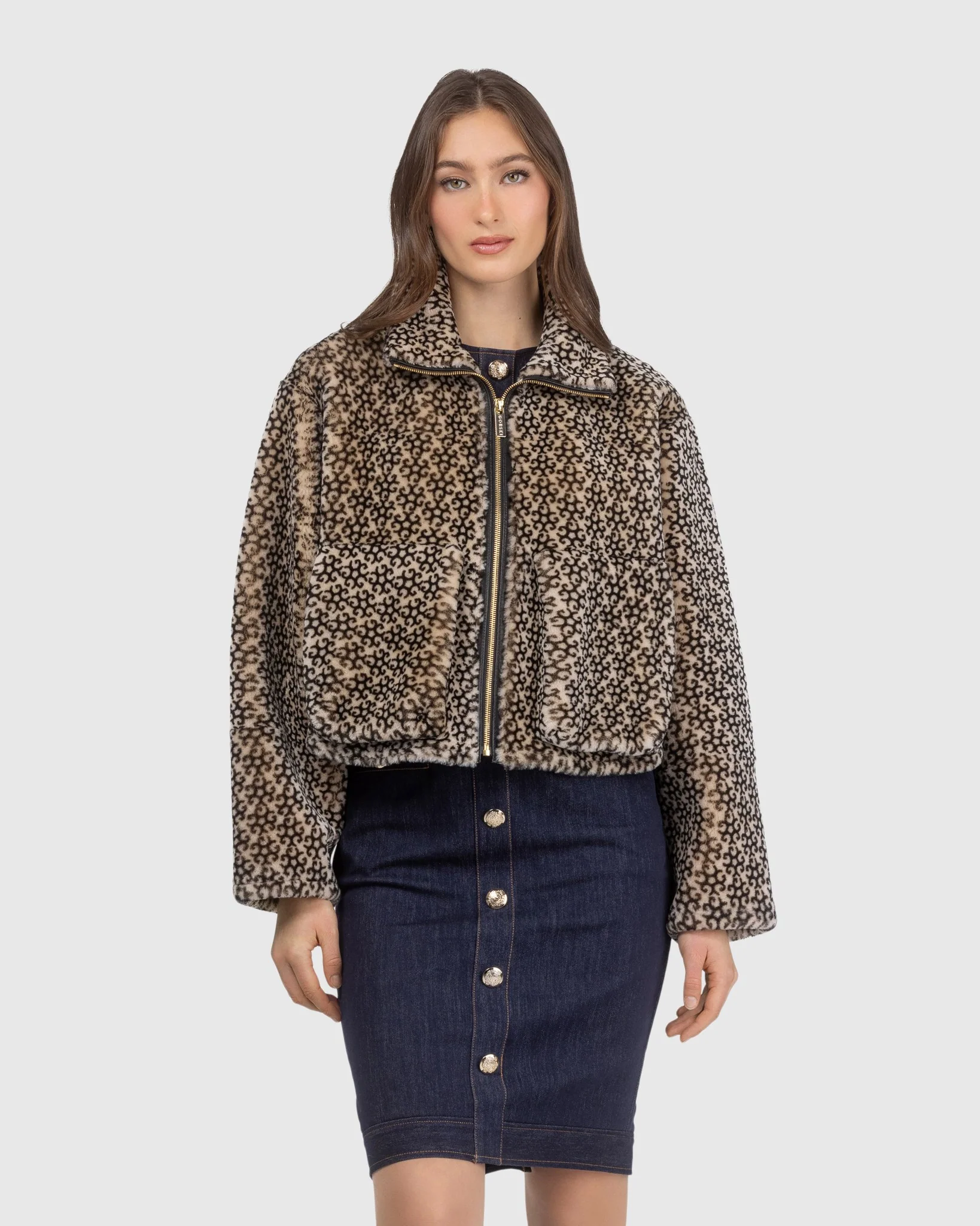 Select Shearling Lamb Insignia Zip Jacket