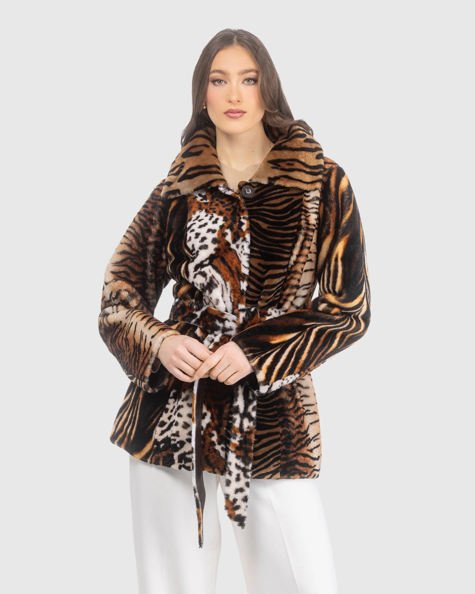 Select Shearling Lamb Jacket, Belt - Image 2