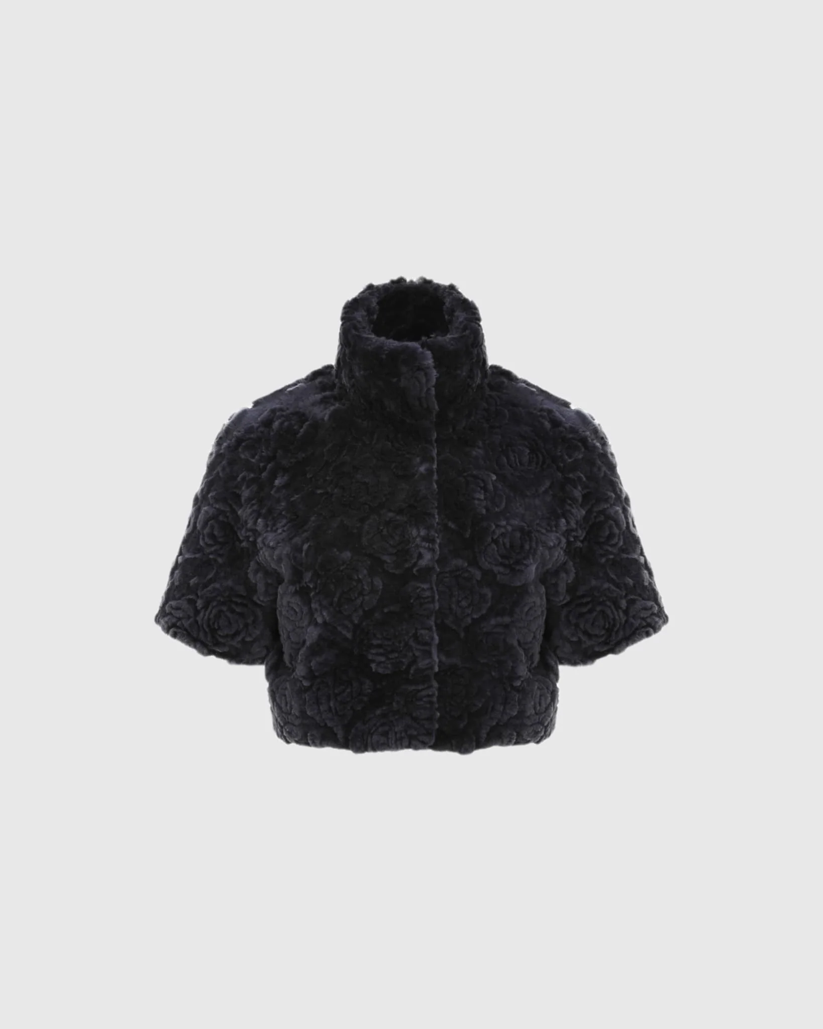 Select Shearling Lamb Rose Printed Bolero With Cropped Sleeves - Image 19