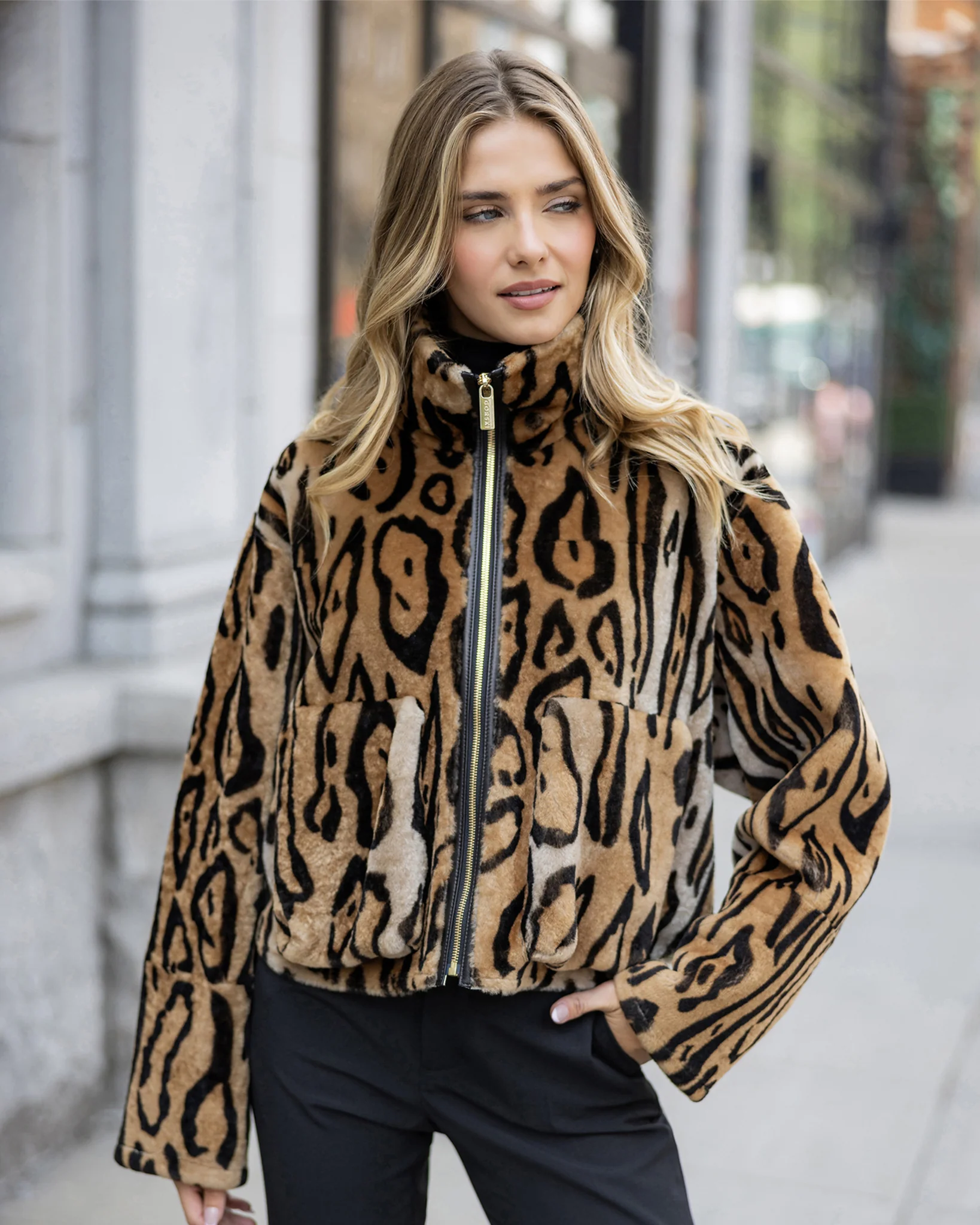 Select Shearling Lamb Zip Jacket - Image 6