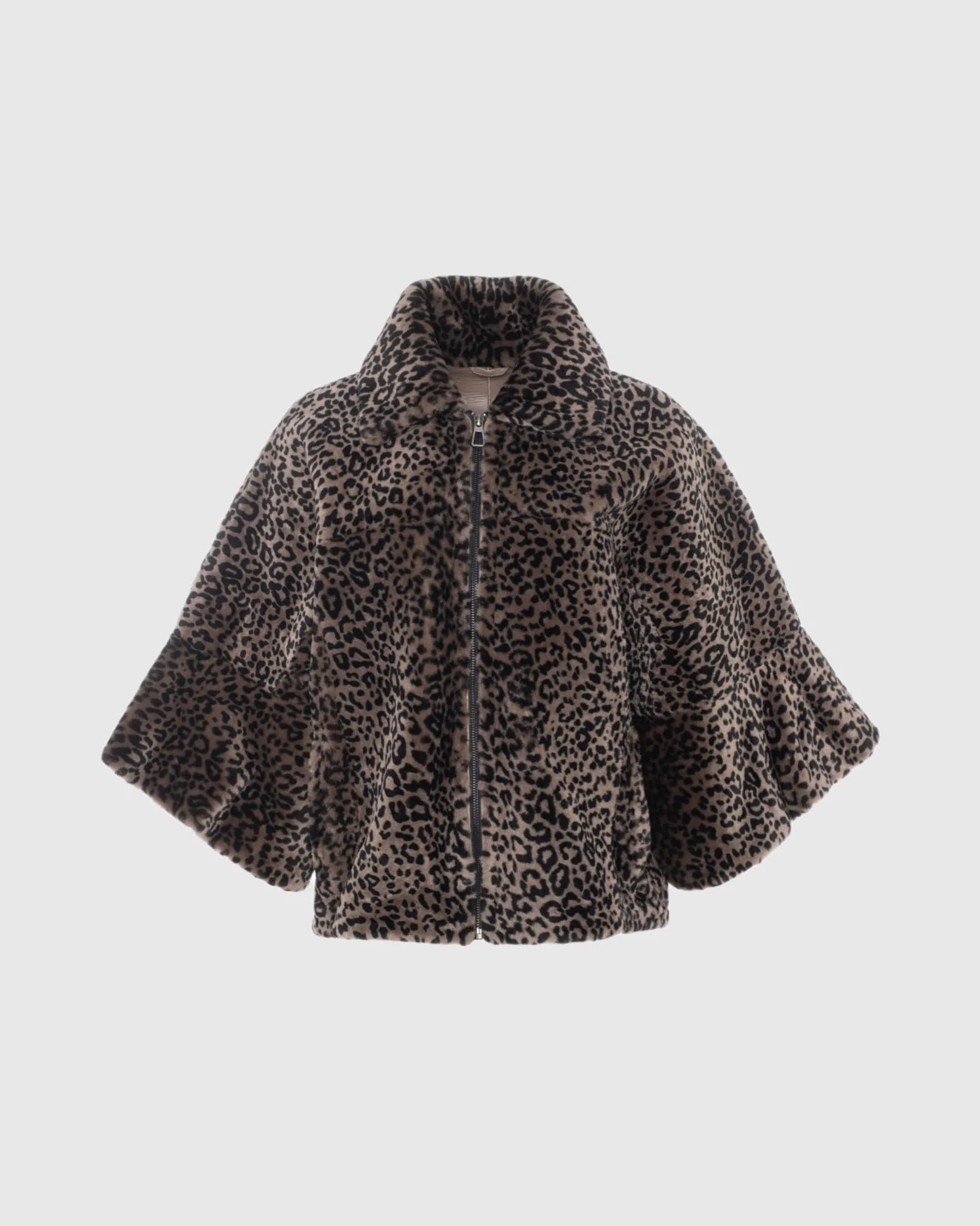 Select Shearling Lamb Zip Jacket With Cropped Sleeves - Image 7