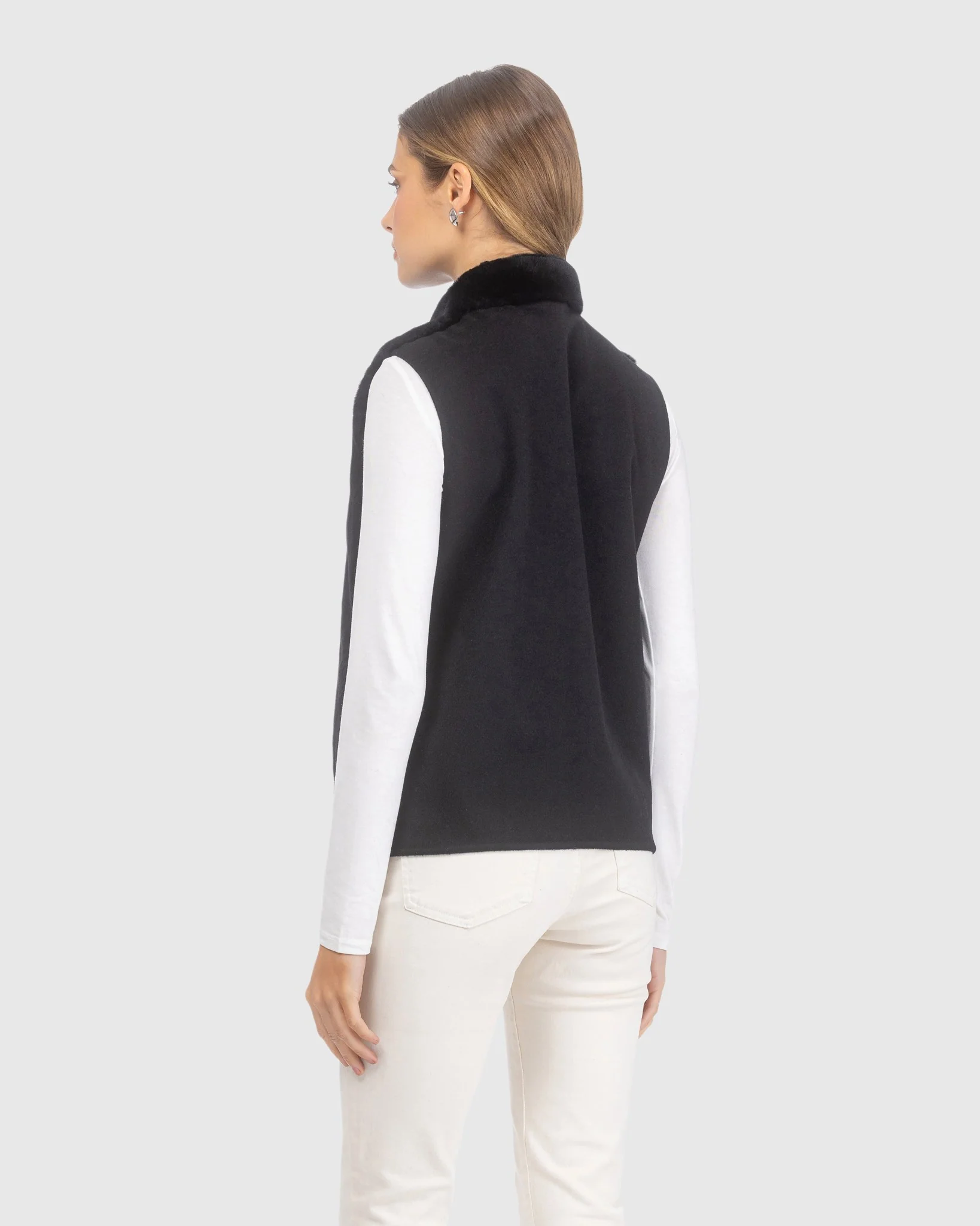 Zip Vest Crafted From Select Shearling Lamb With Loro Piana Wool Back - Image 3
