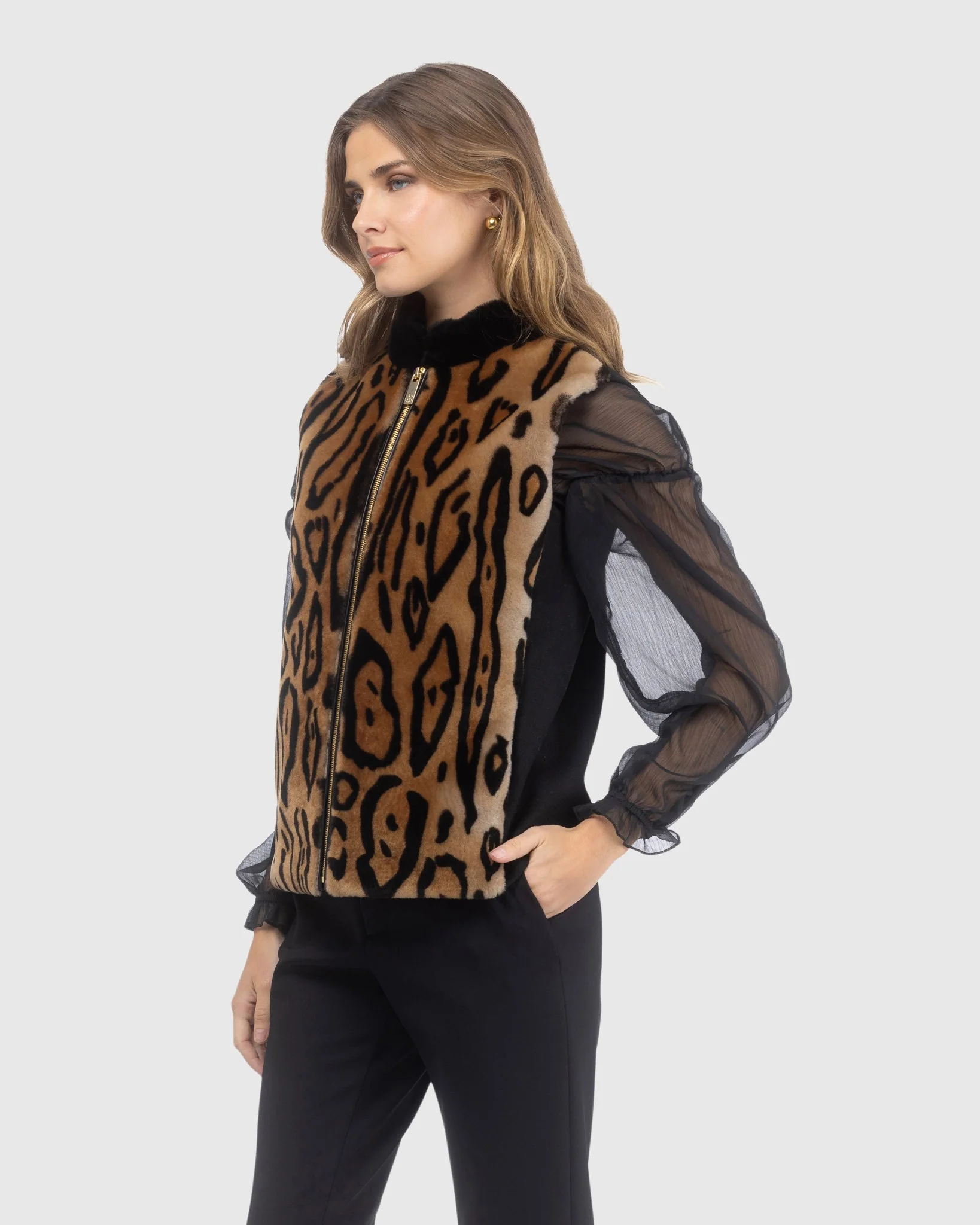 Zip Vest Crafted From Select Shearling Lamb With Loro Piana Wool Back - Image 3