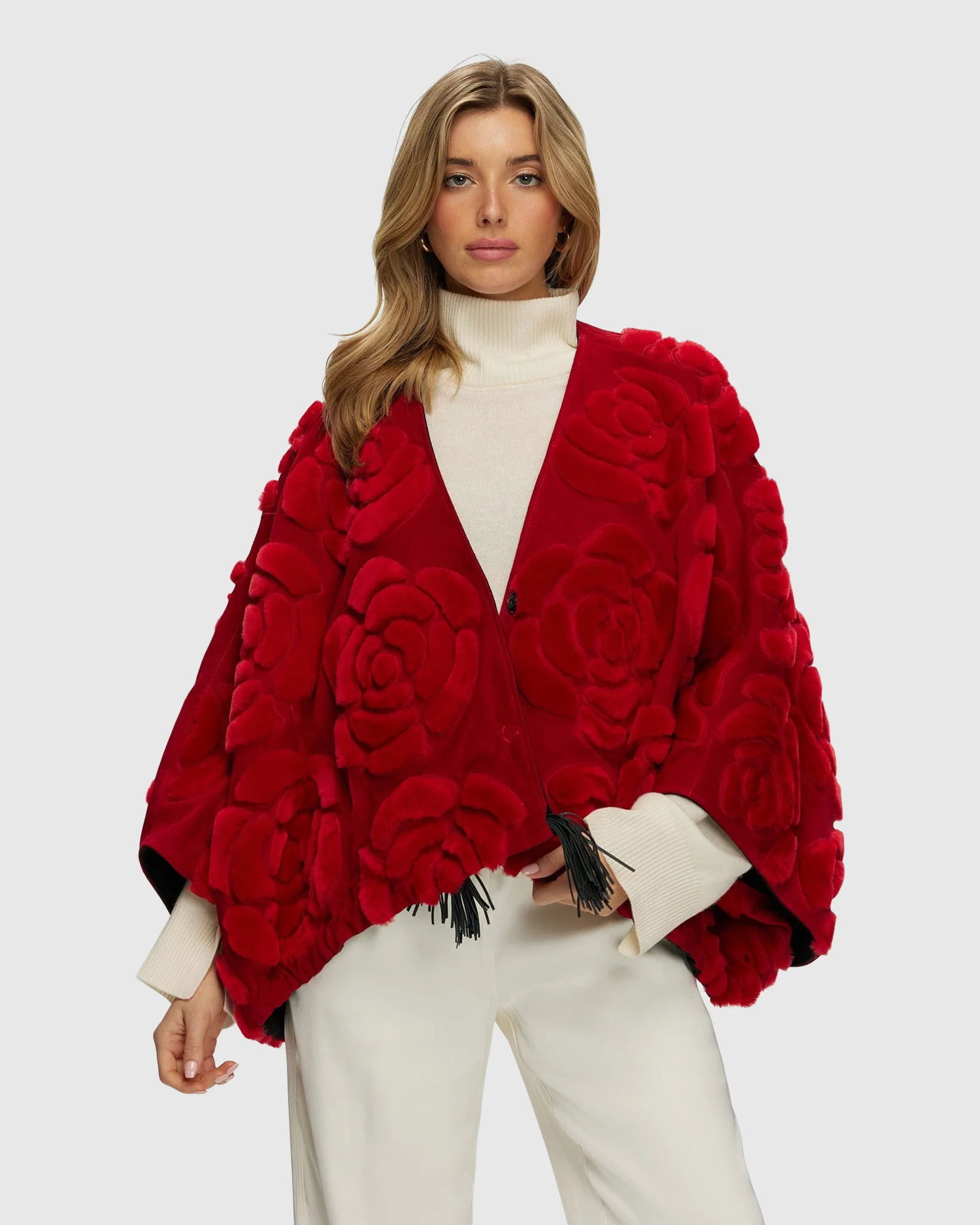 Select Shearling And Suede Lamb Floral Embroidered Jacket Reversible To Loro Piana Cashmere And Wool - Image 11
