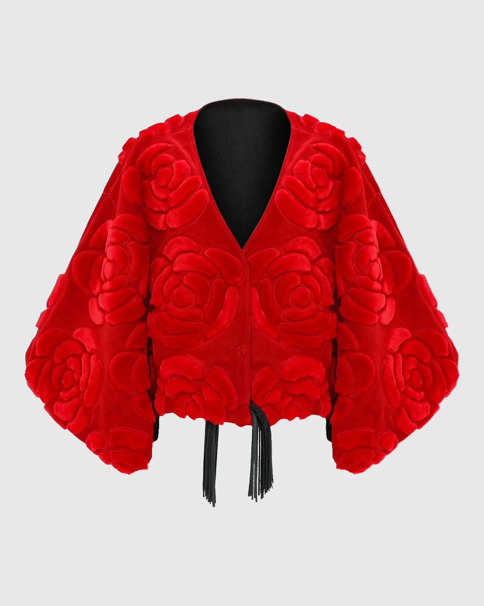 Select Shearling And Suede Lamb Floral Embroidered Jacket Reversible To Loro Piana Cashmere And Wool - Image 12