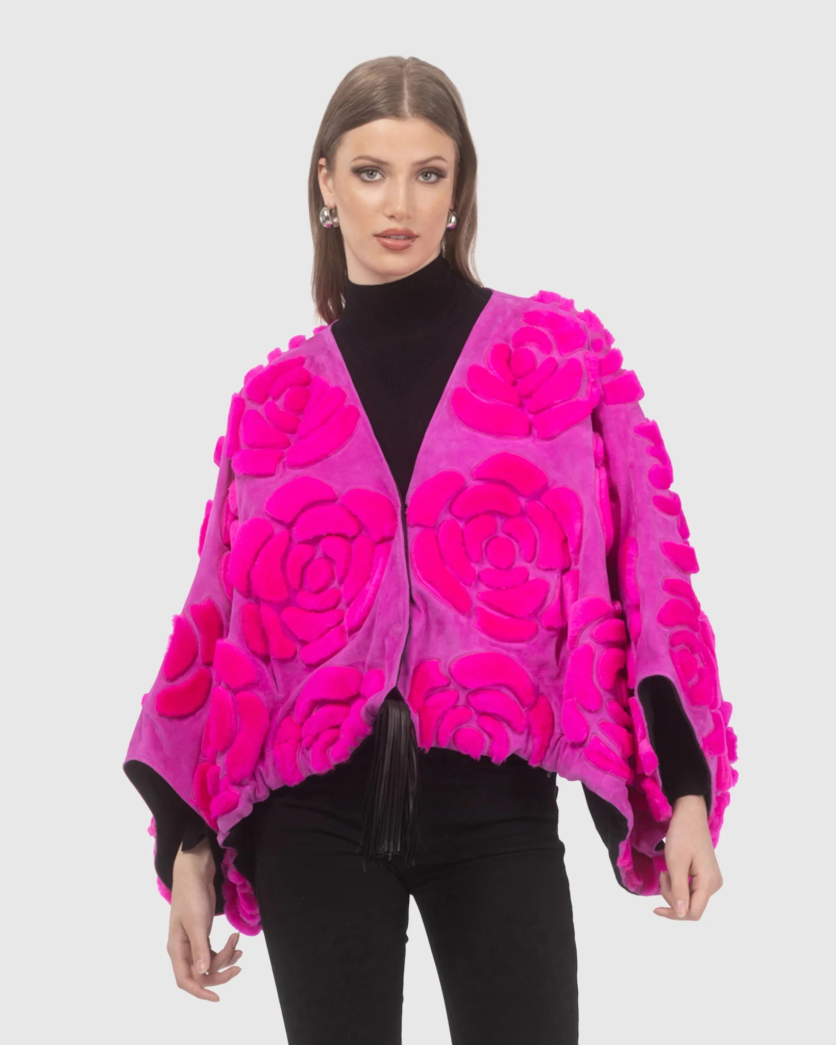 Select Shearling And Suede Lamb Floral Embroidered Jacket Reversible To Loro Piana Cashmere And Wool - Image 13
