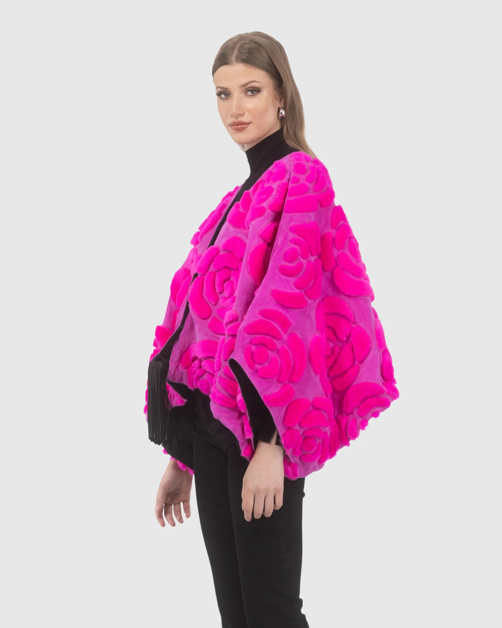 Select Shearling And Suede Lamb Floral Embroidered Jacket Reversible To Loro Piana Cashmere And Wool - Image 14
