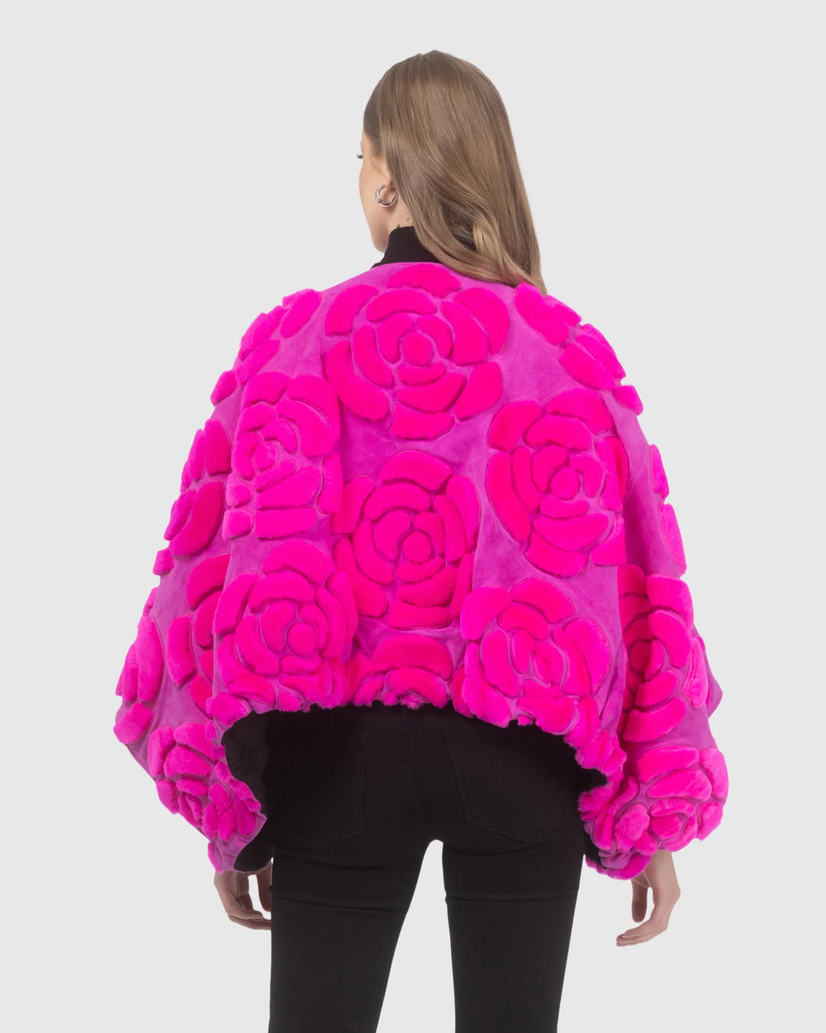 Select Shearling And Suede Lamb Floral Embroidered Jacket Reversible To Loro Piana Cashmere And Wool - Image 15