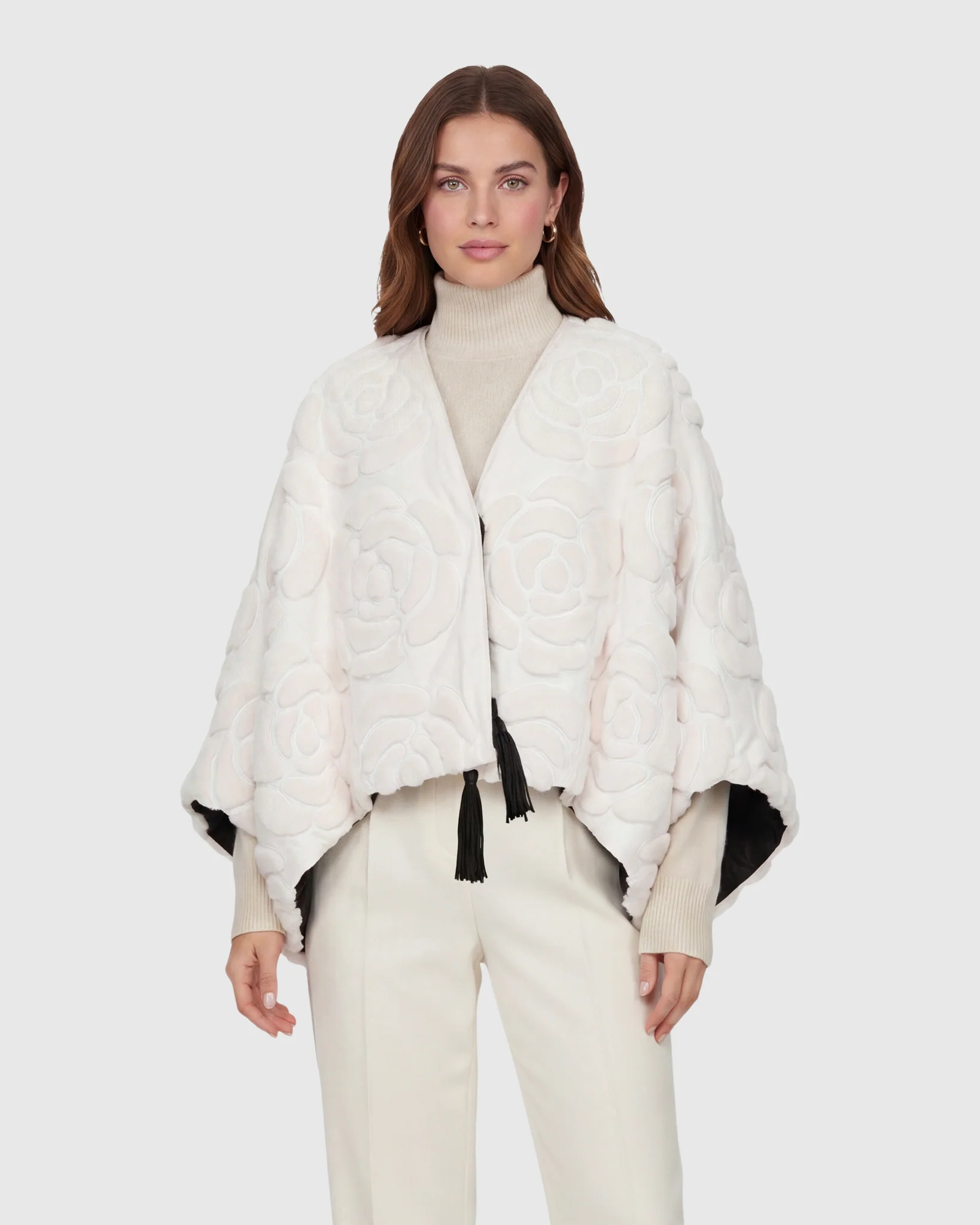 Select Shearling And Suede Lamb Floral Embroidered Jacket Reversible To Loro Piana Cashmere And Wool - Image 22
