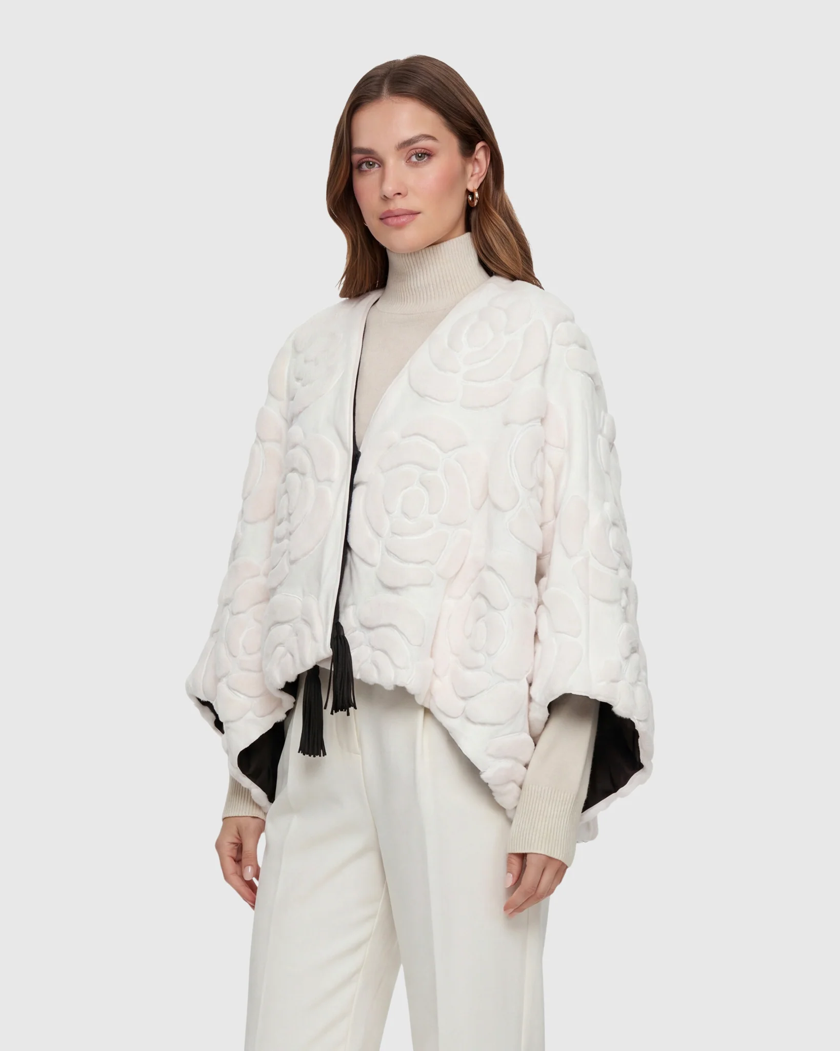 Select Shearling And Suede Lamb Floral Embroidered Jacket Reversible To Loro Piana Cashmere And Wool - Image 23