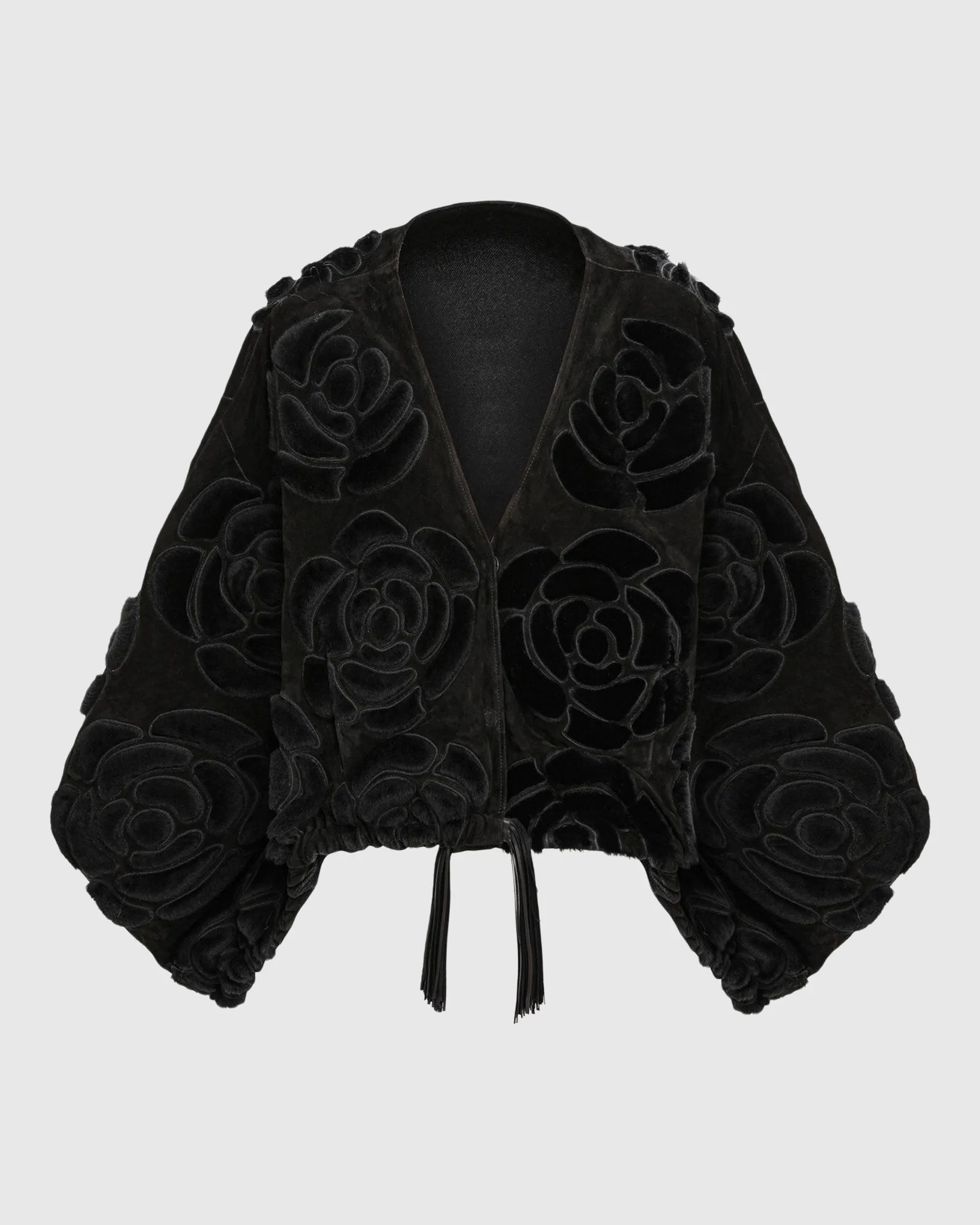 Select Shearling And Suede Lamb Floral Embroidered Jacket Reversible To Loro Piana Cashmere And Wool - Image 6