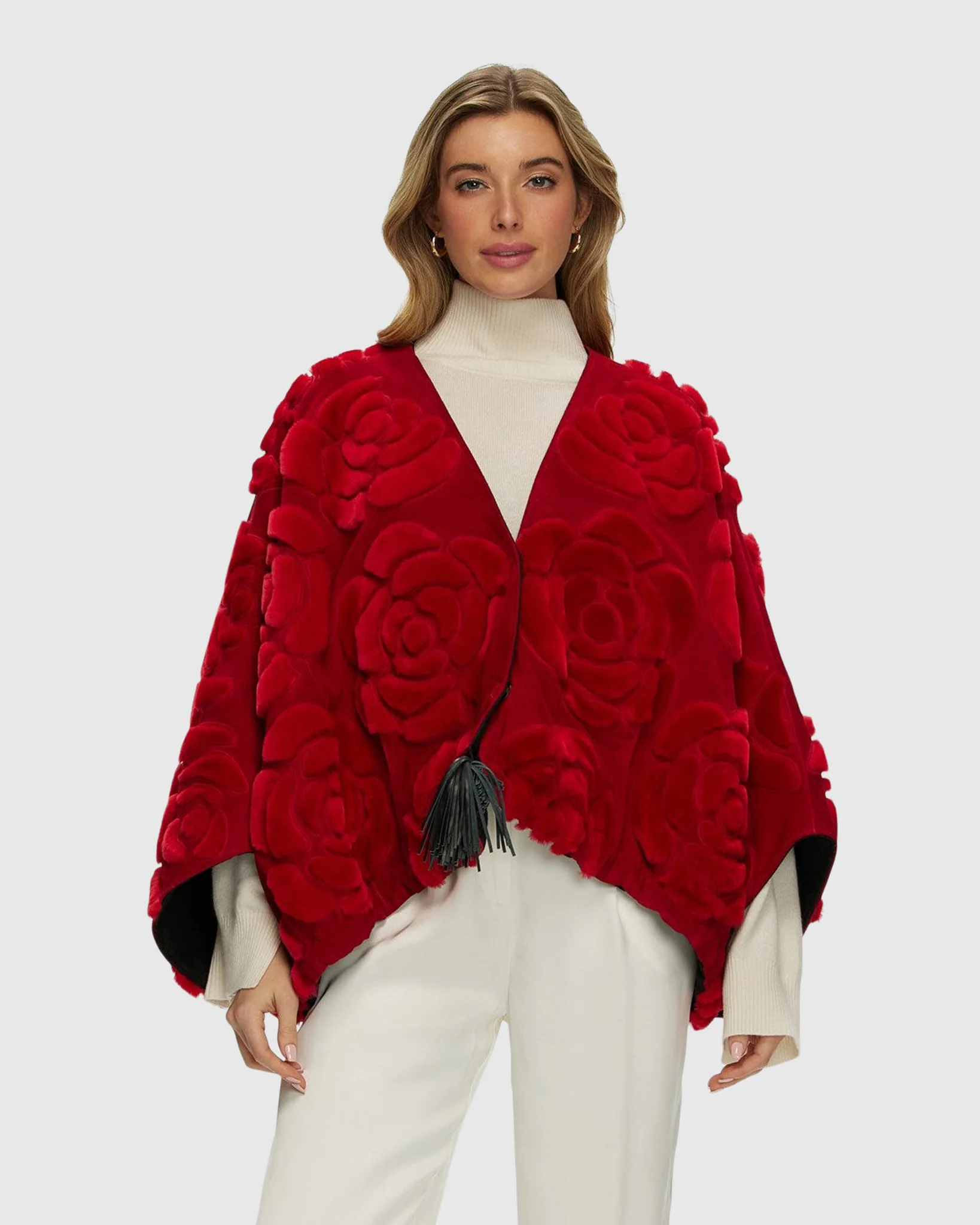 Select Shearling And Suede Lamb Floral Embroidered Jacket Reversible To Loro Piana Cashmere And Wool - Image 7