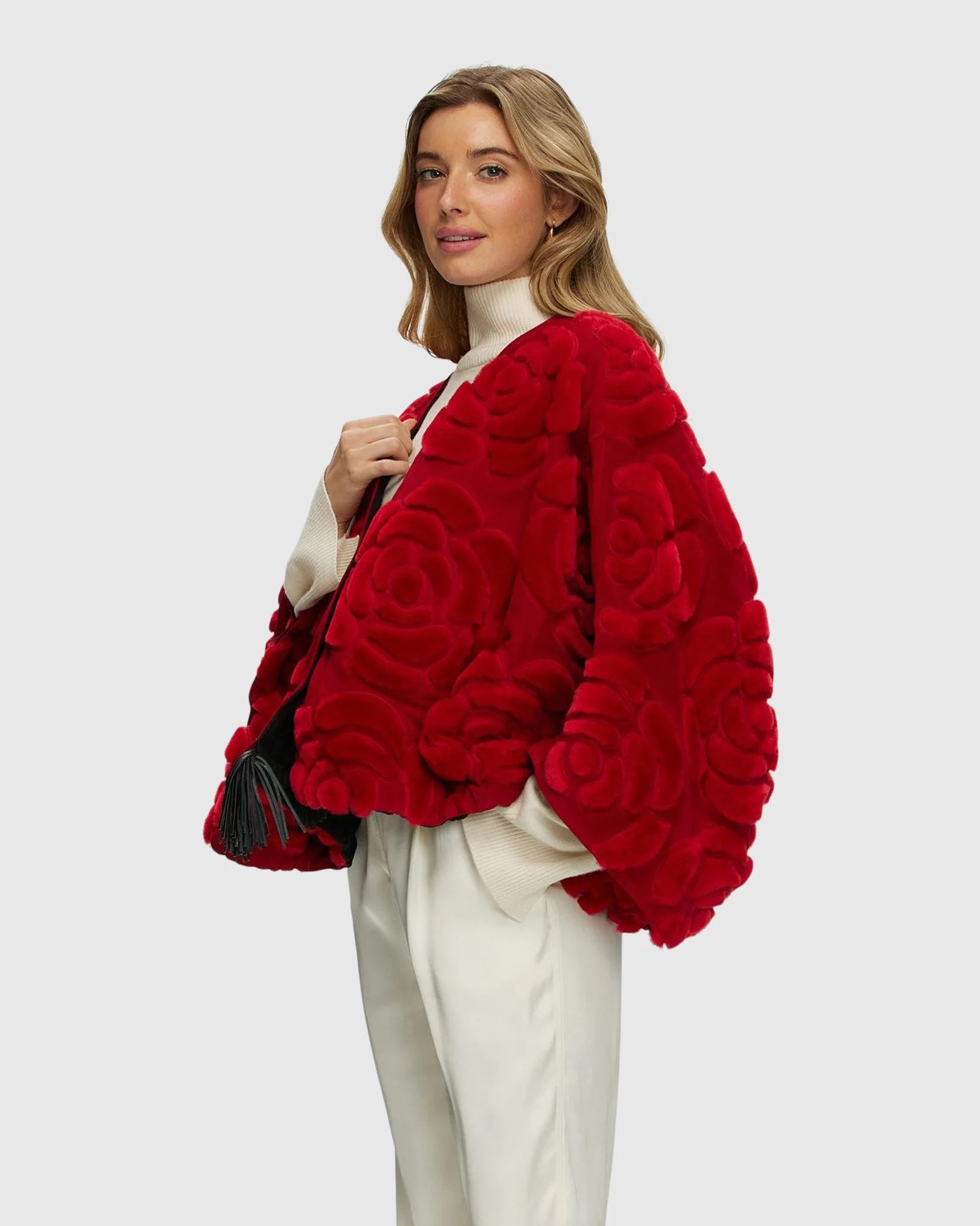 Select Shearling And Suede Lamb Floral Embroidered Jacket Reversible To Loro Piana Cashmere And Wool - Image 8