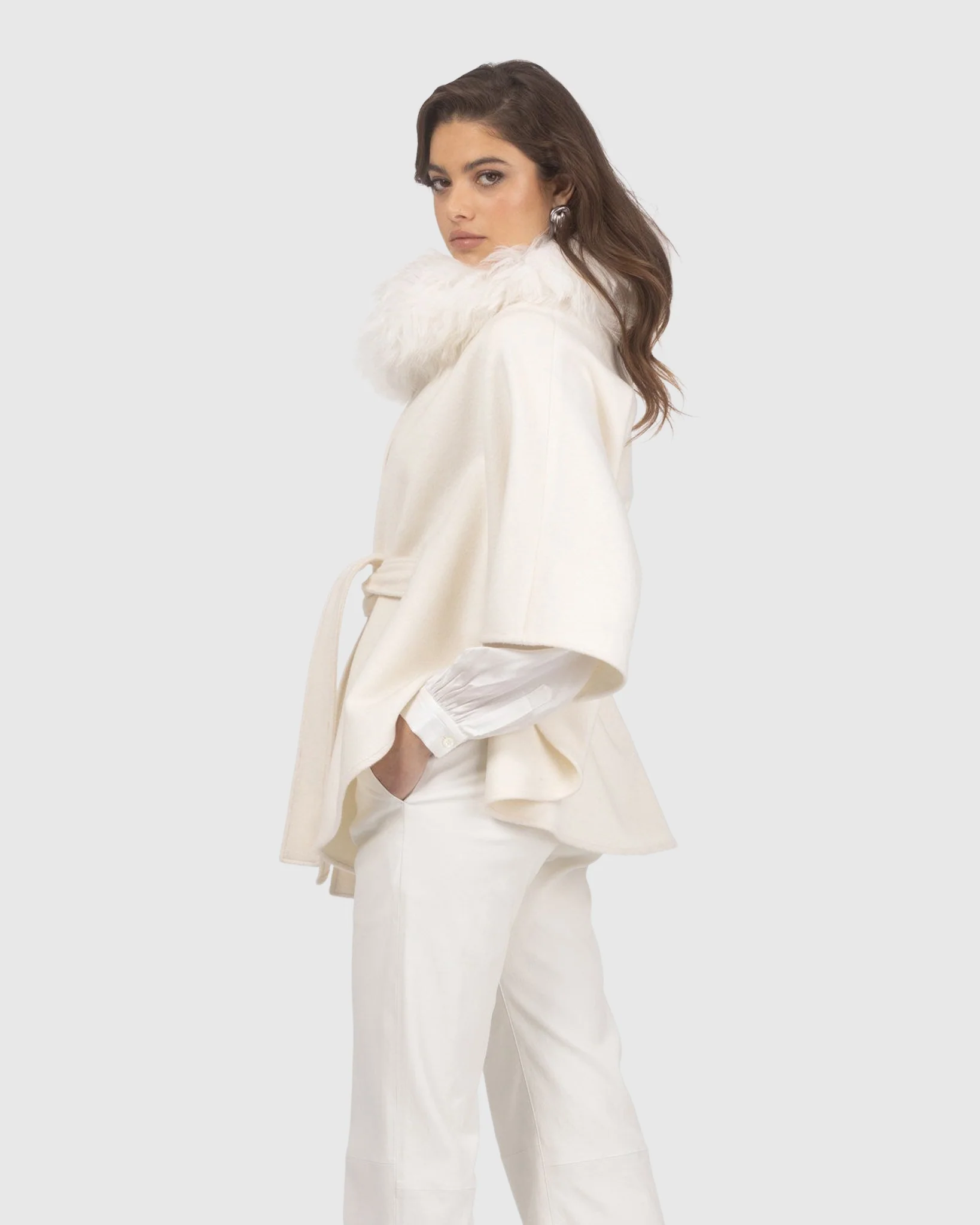 Select Wool Belted Cape With Select Lamb Collar - Image 10