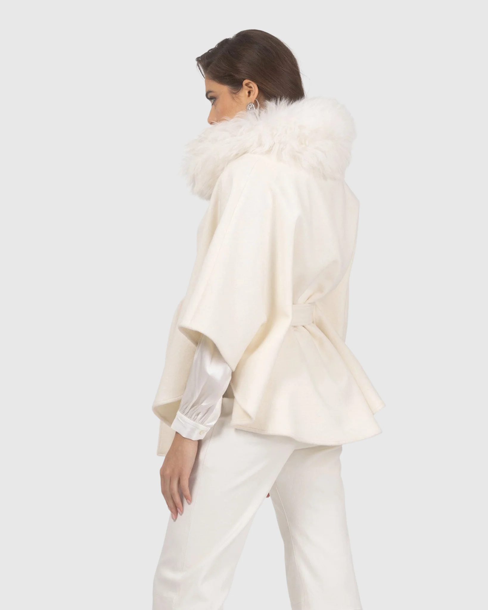Select Wool Belted Cape With Select Lamb Collar - Image 11