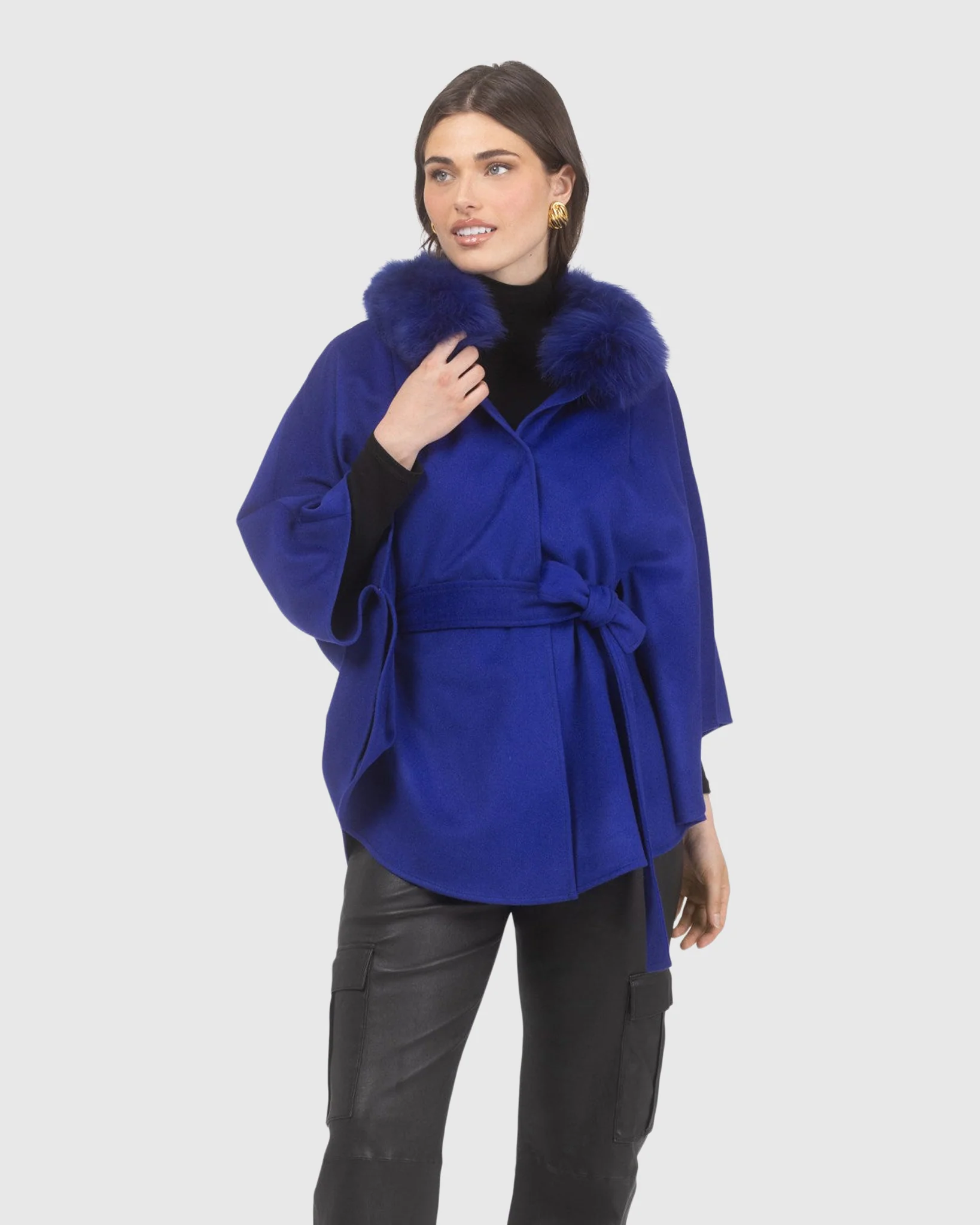Select Wool Belted Cape With Select Lamb Collar - Image 16