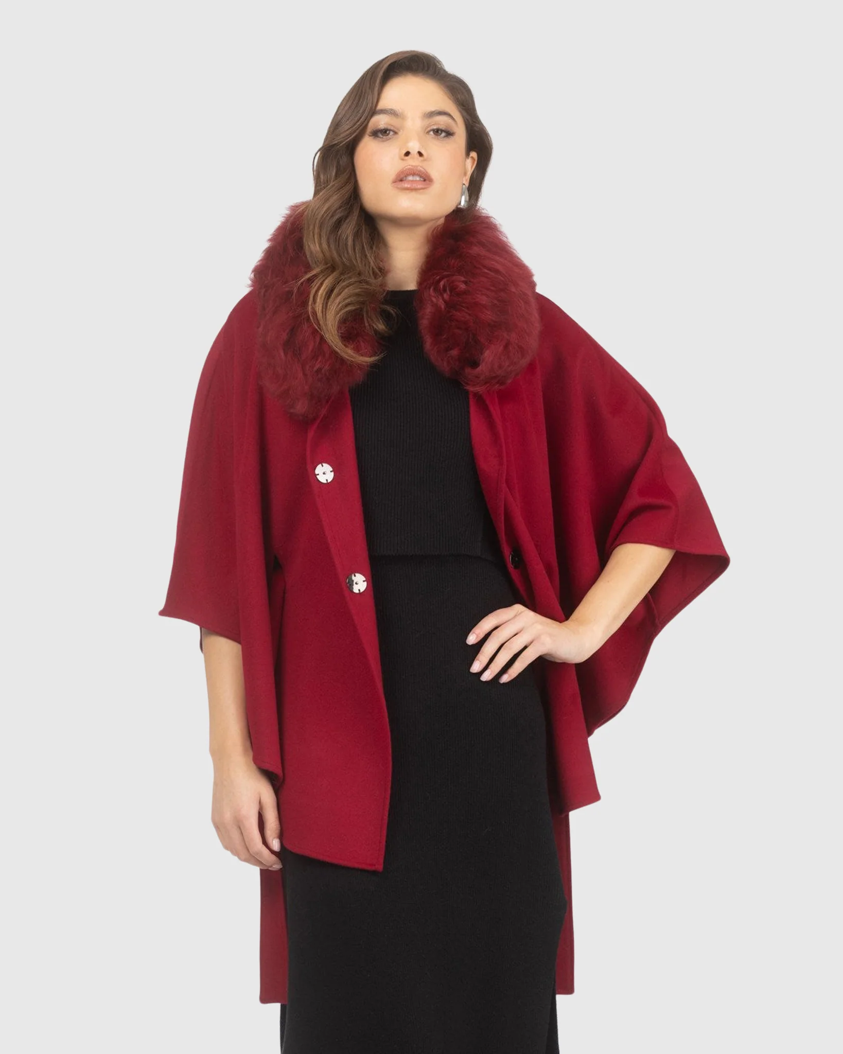 Select Wool Belted Cape With Select Lamb Collar - Image 19
