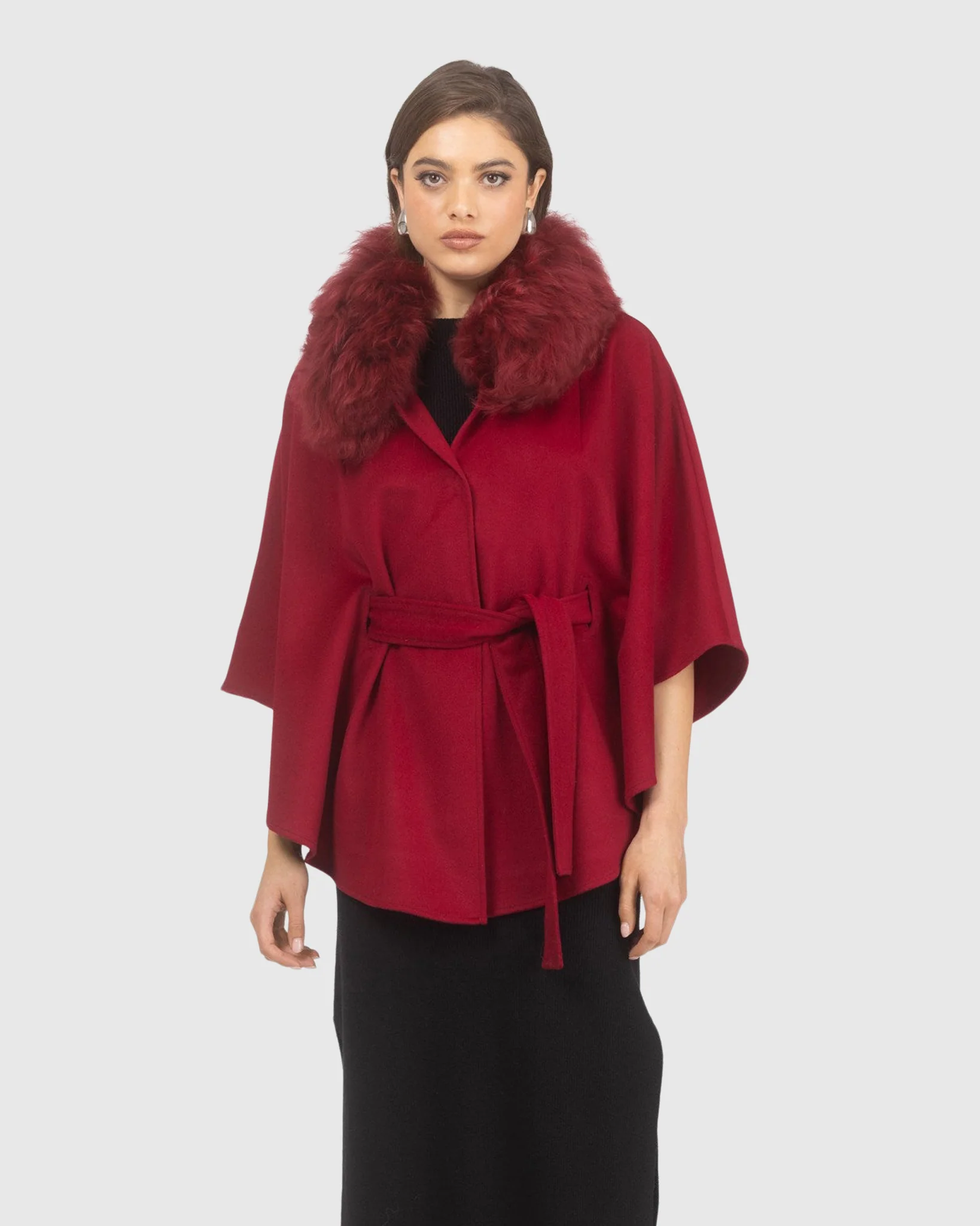 Select Wool Belted Cape With Select Lamb Collar - Image 21