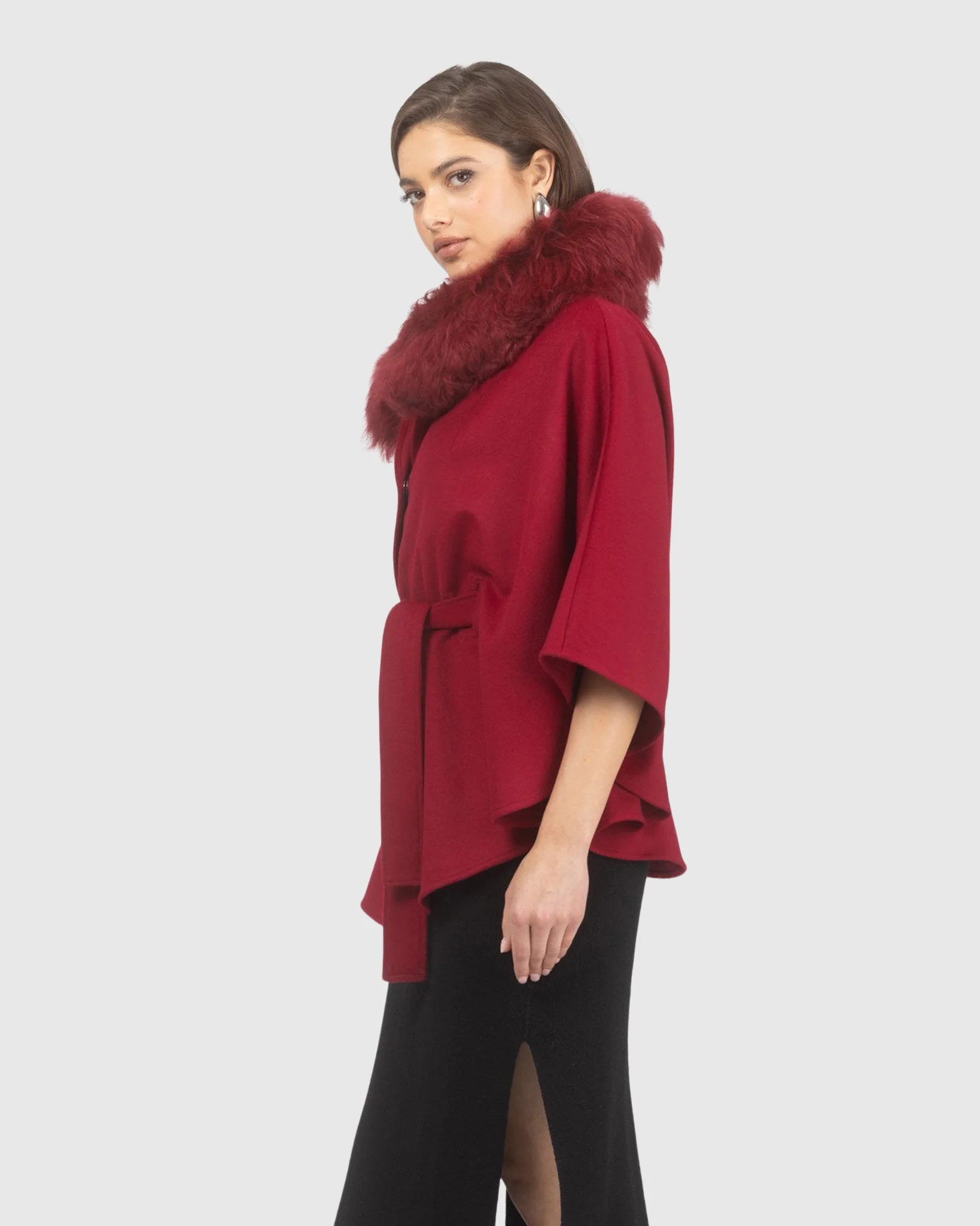 Select Wool Belted Cape With Select Lamb Collar - Image 22