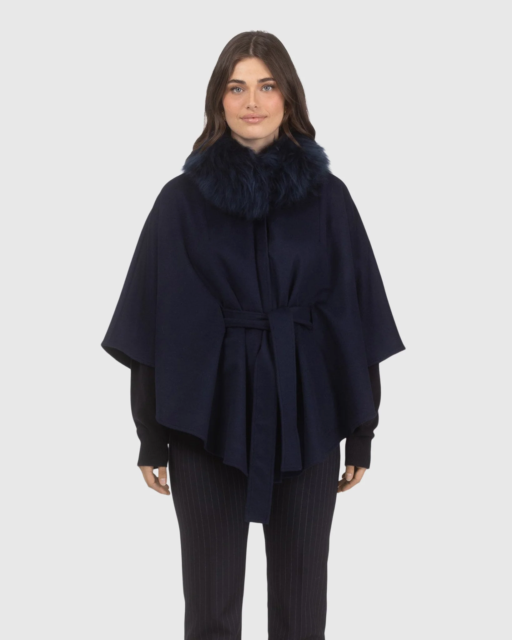 Select Wool Belted Cape With Select Lamb Collar - Image 25