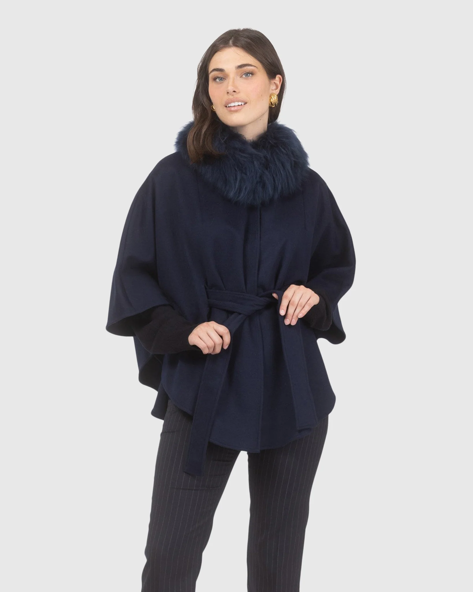 Select Wool Belted Cape With Select Lamb Collar - Image 28