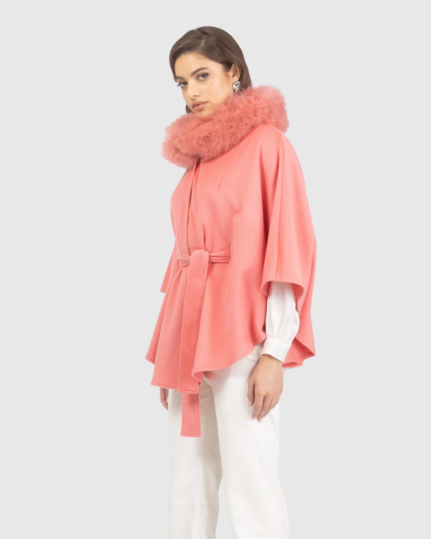 Select Wool Belted Cape With Select Lamb Collar - Image 35