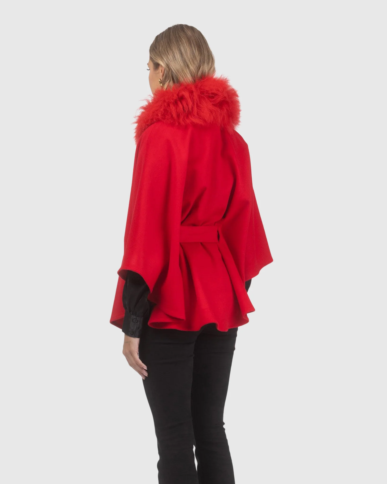 Select Wool Belted Cape With Select Lamb Collar - Image 41