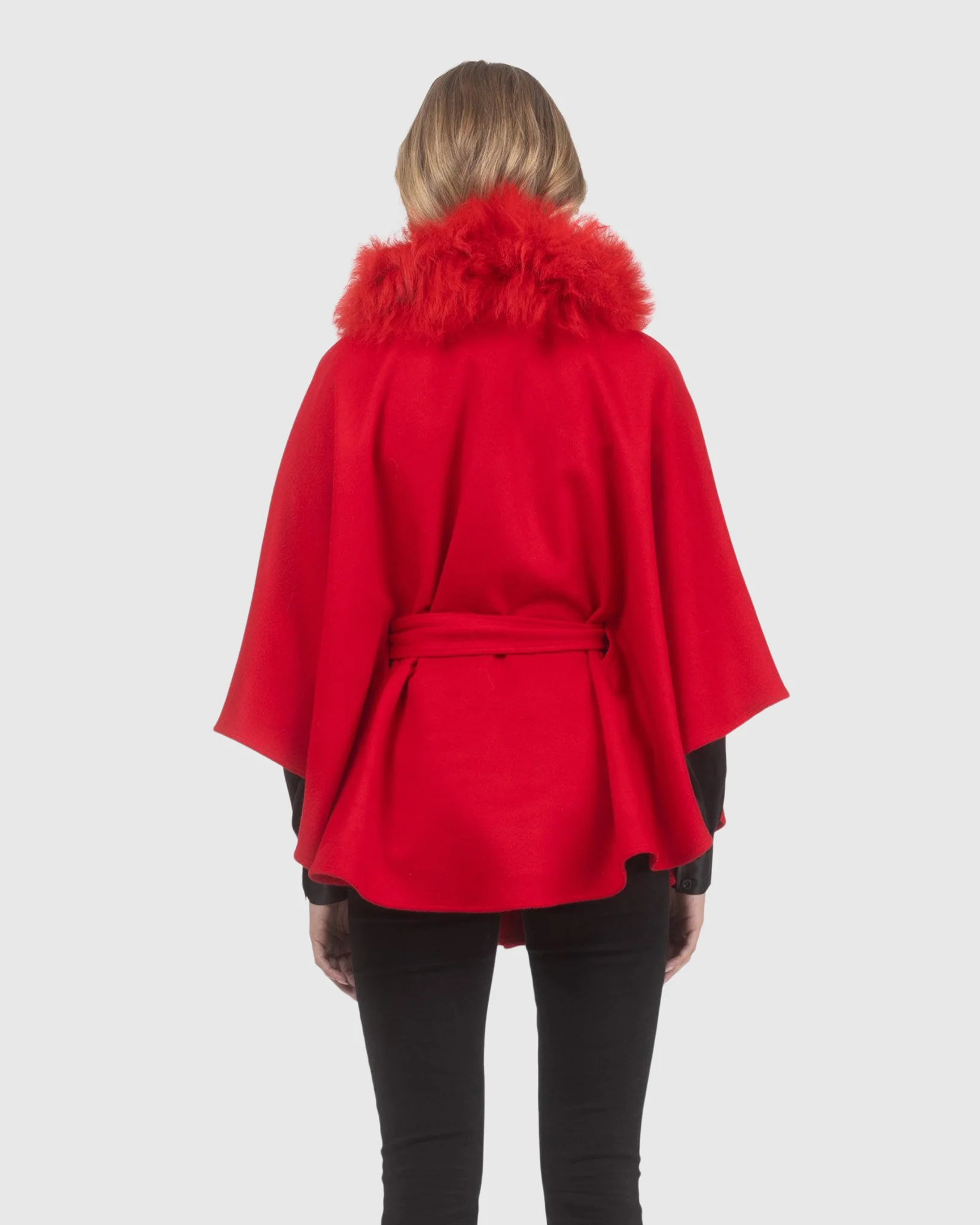 Select Wool Belted Cape With Select Lamb Collar - Image 42