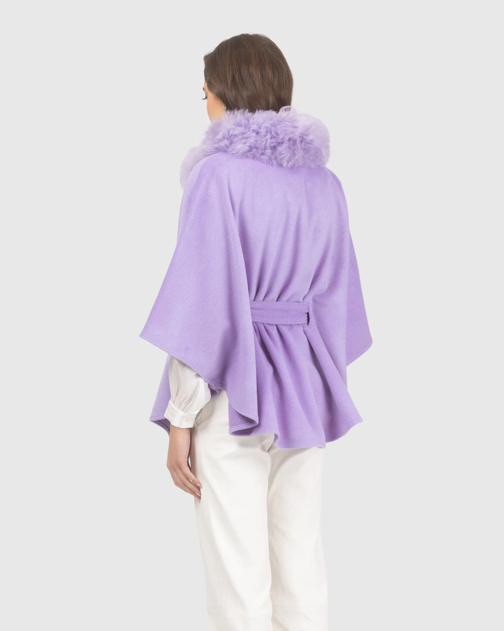 Select Wool Belted Cape With Select Lamb Collar - Image 47