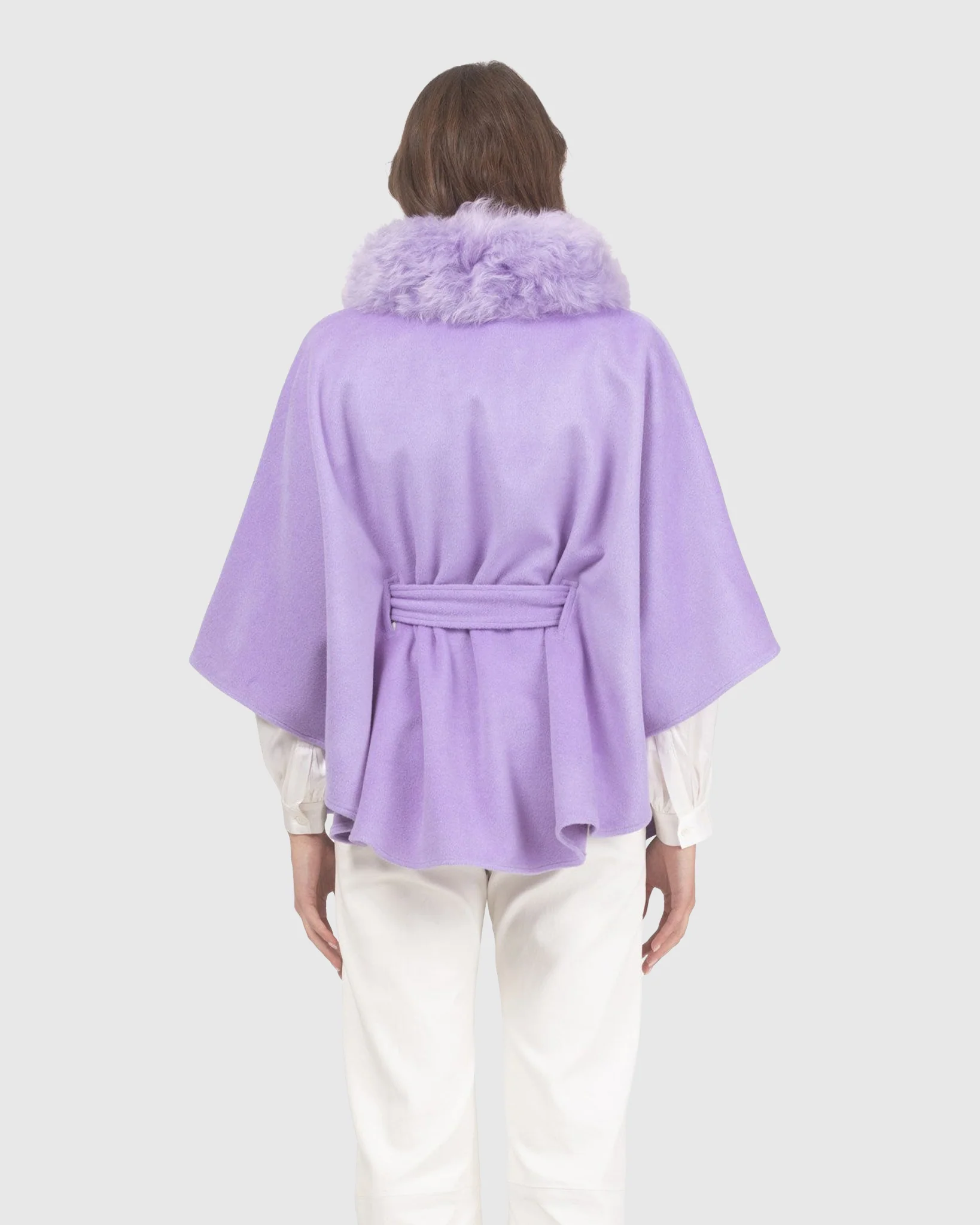 Select Wool Belted Cape With Select Lamb Collar - Image 48