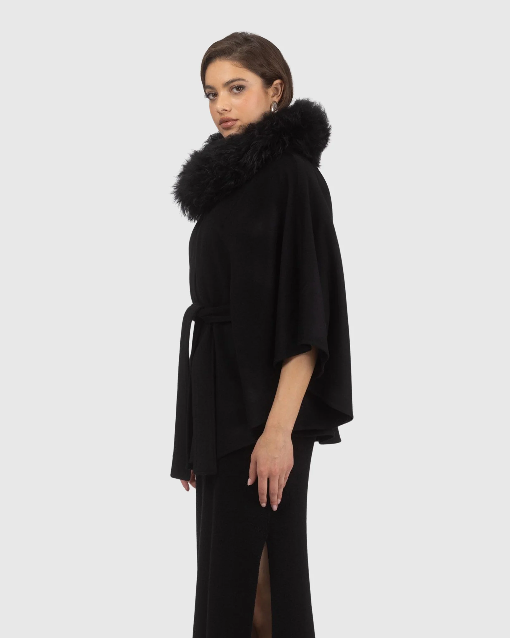 Select Wool Belted Cape With Select Lamb Collar - Image 5