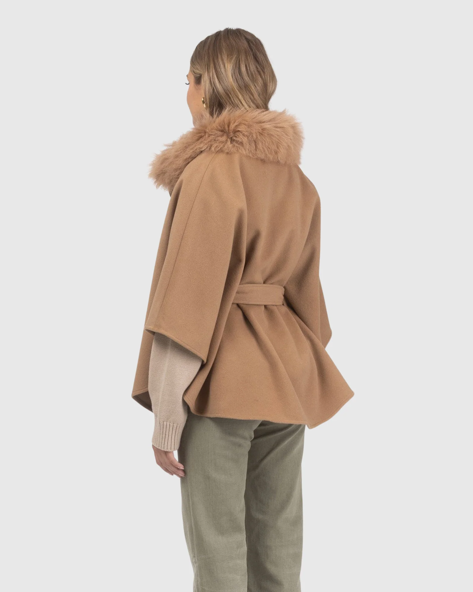 Select Wool Belted Cape With Select Lamb Collar - Image 53