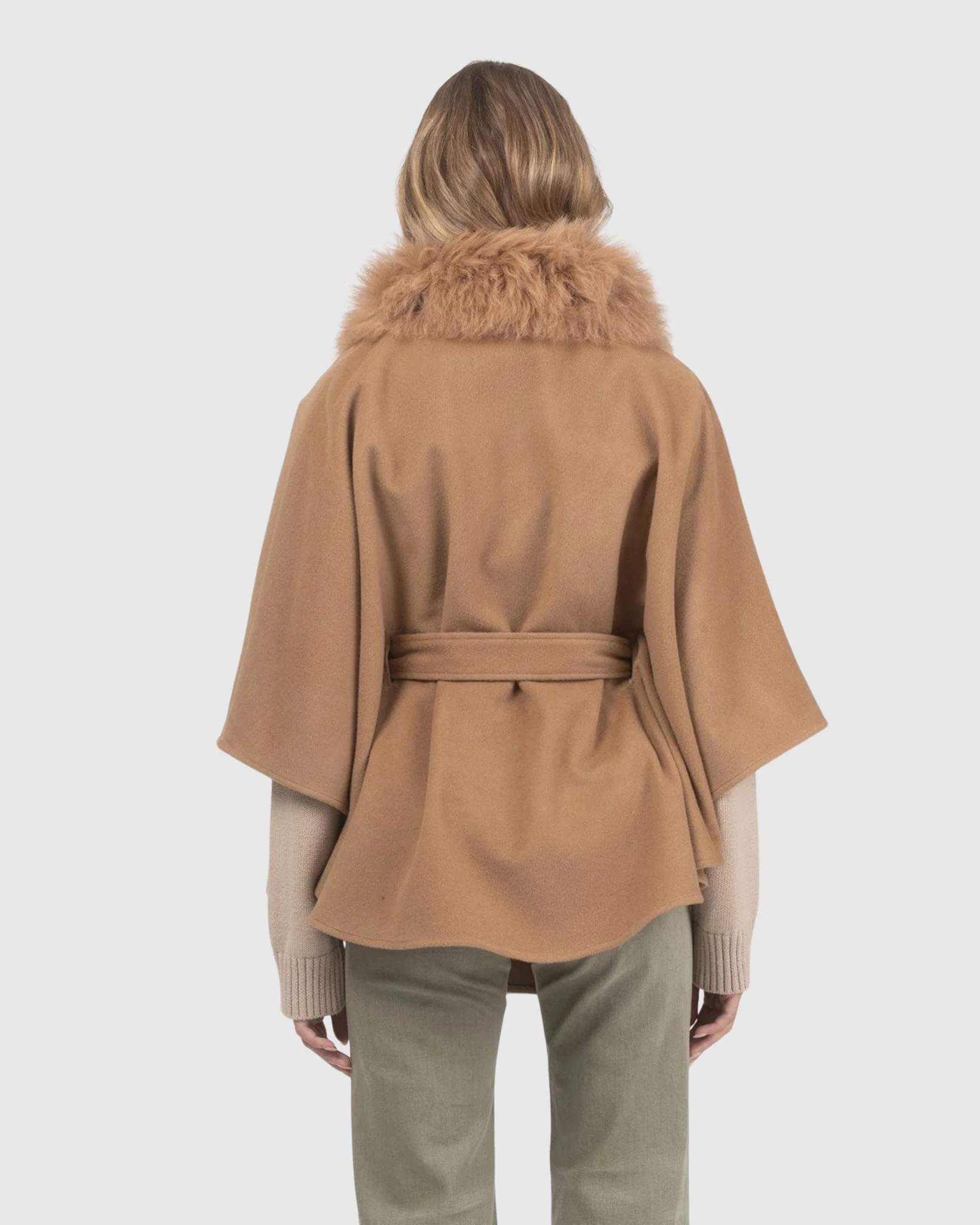 Select Wool Belted Cape With Select Lamb Collar - Image 54