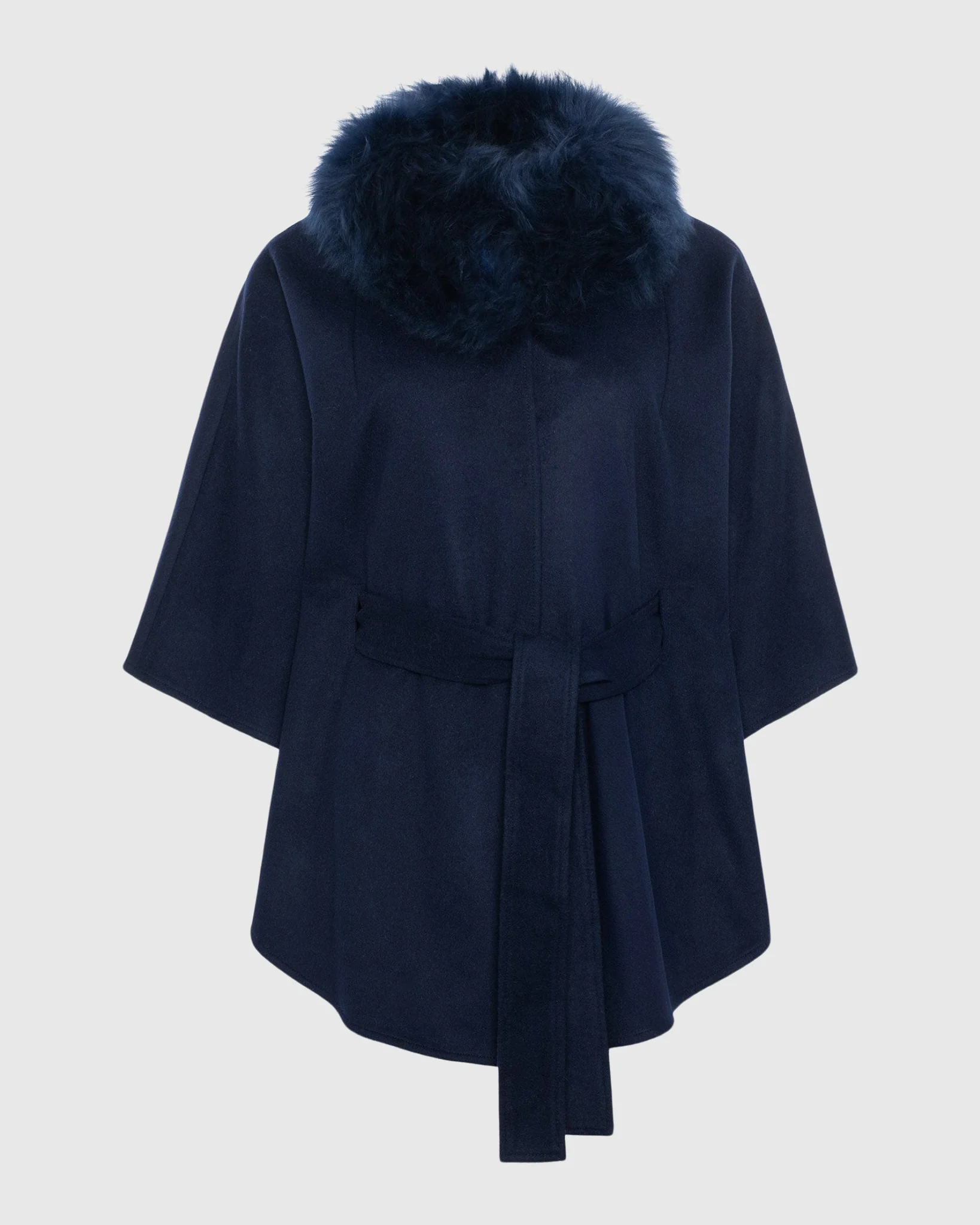 Select Wool Belted Cape With Select Lamb Collar - Image 56