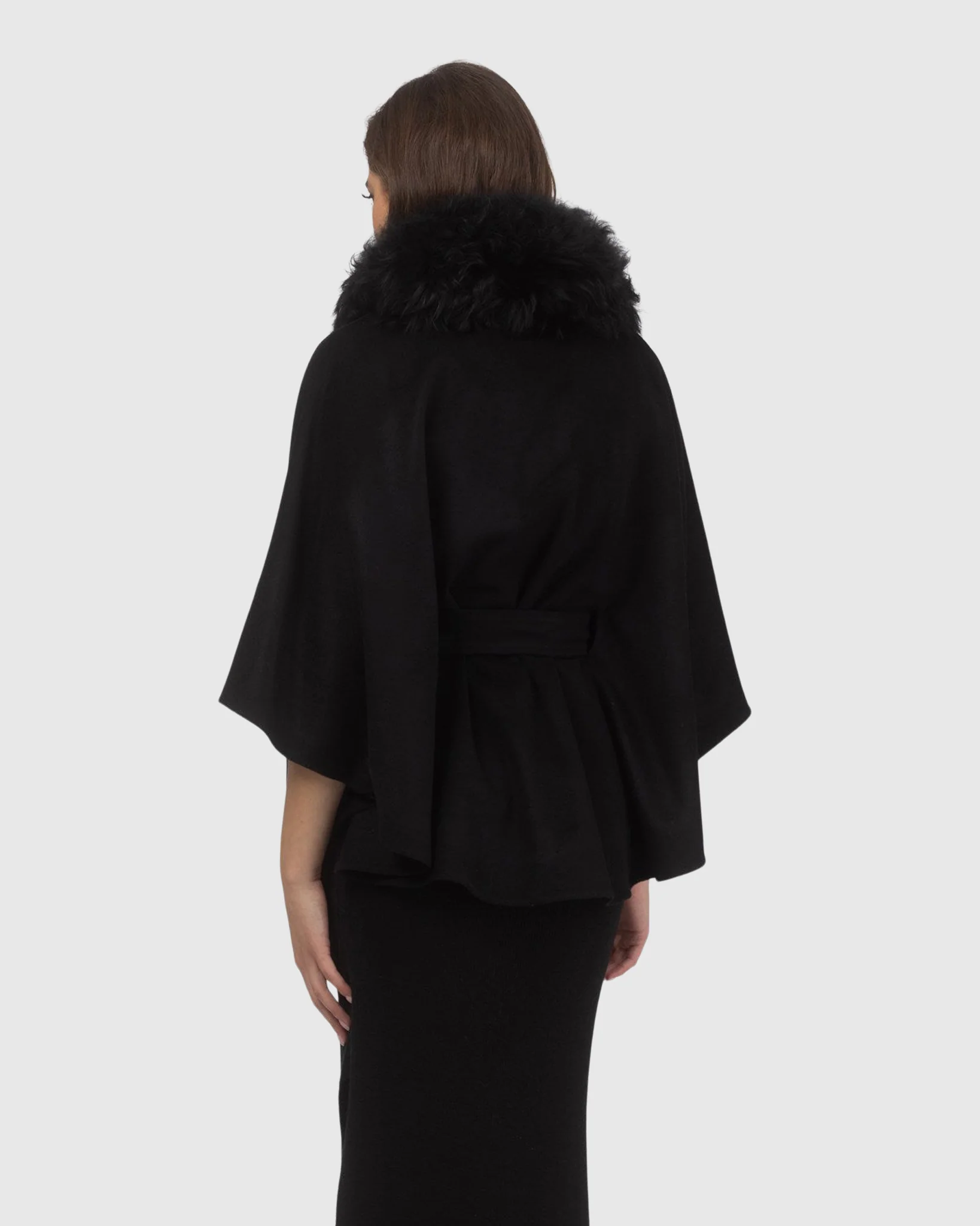 Select Wool Belted Cape With Select Lamb Collar - Image 6