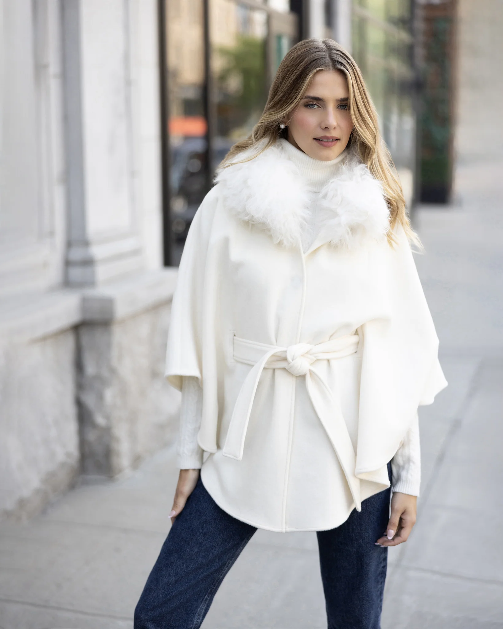 Select Wool Belted Cape With Select Lamb Collar - Image 64