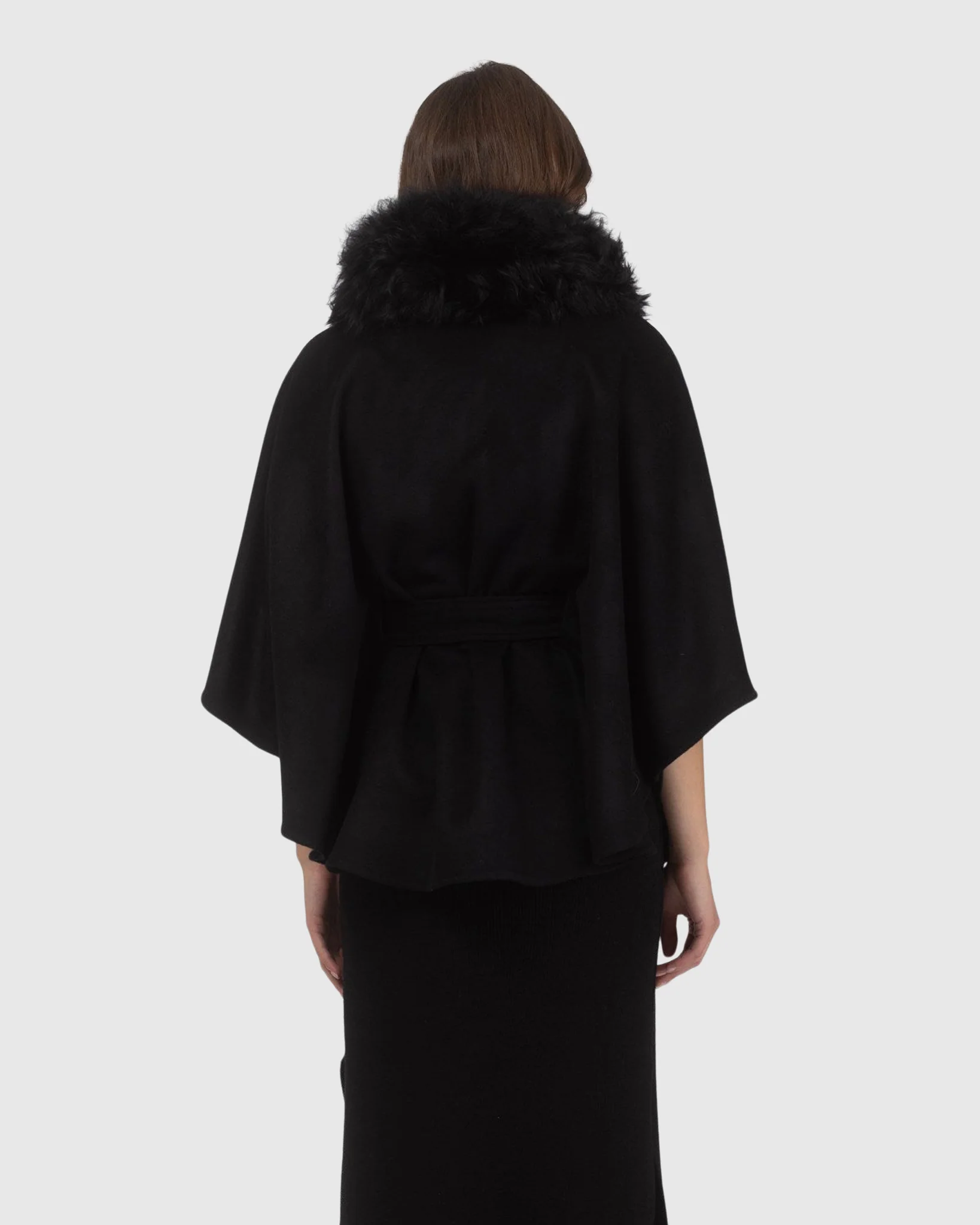 Select Wool Belted Cape With Select Lamb Collar - Image 7