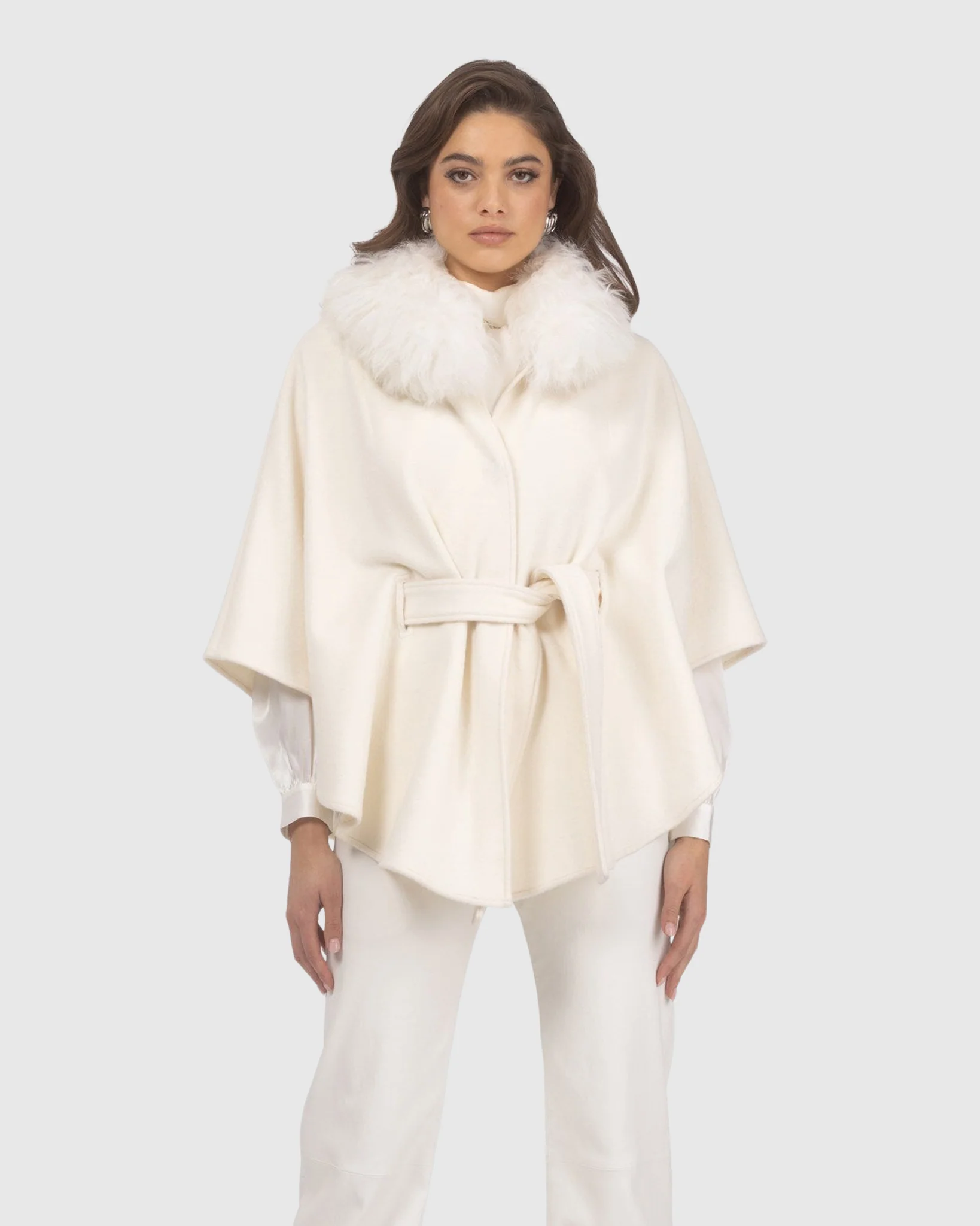 Select Wool Belted Cape With Select Lamb Collar - Image 9
